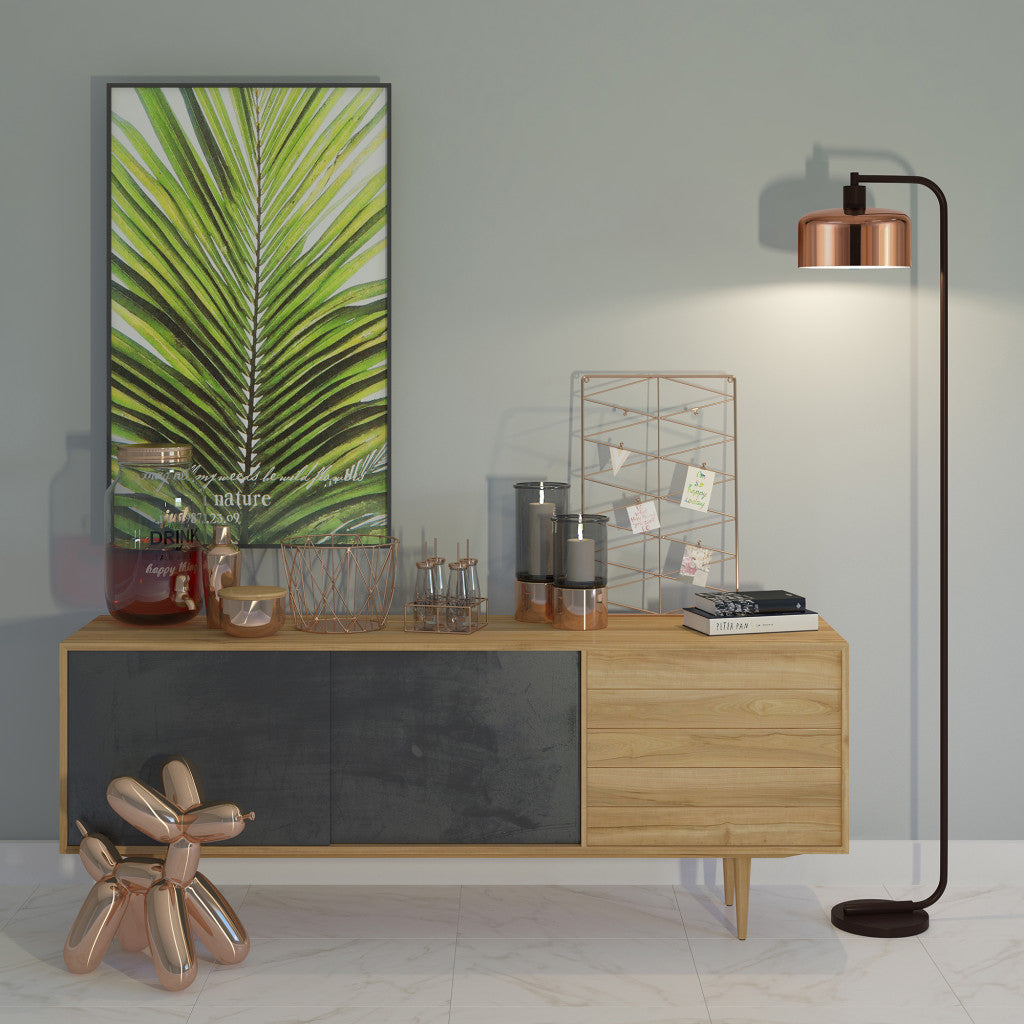 Black Floor Lamp w/ Copper Shade