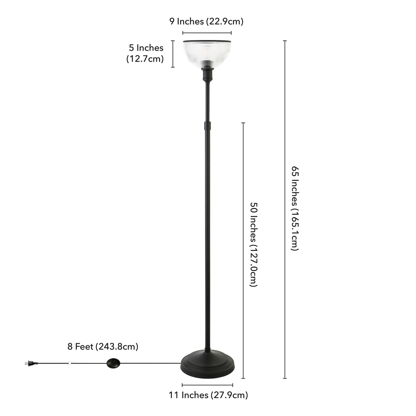 Black Floor Lamp w/ Clear Glass Shade