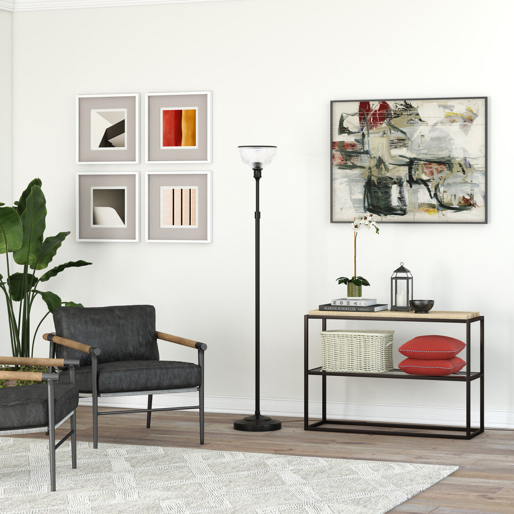 Black Floor Lamp w/ Clear Glass Shade