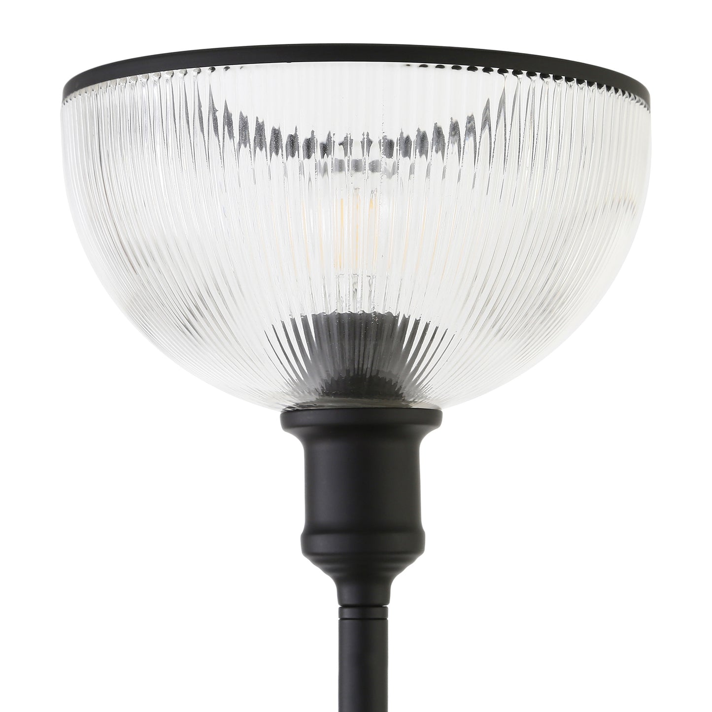 Black Floor Lamp w/ Clear Glass Shade