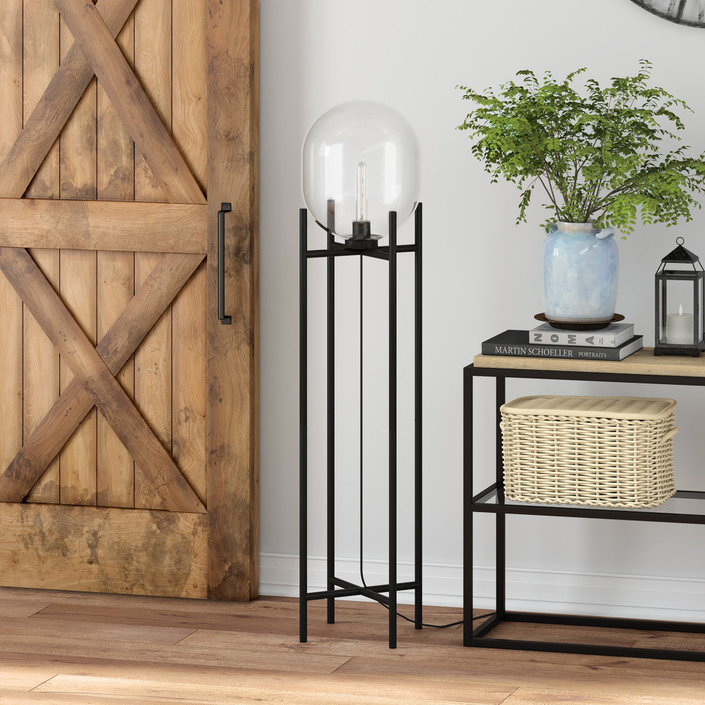 Black Floor Lamp w/ Clear Glass Shade