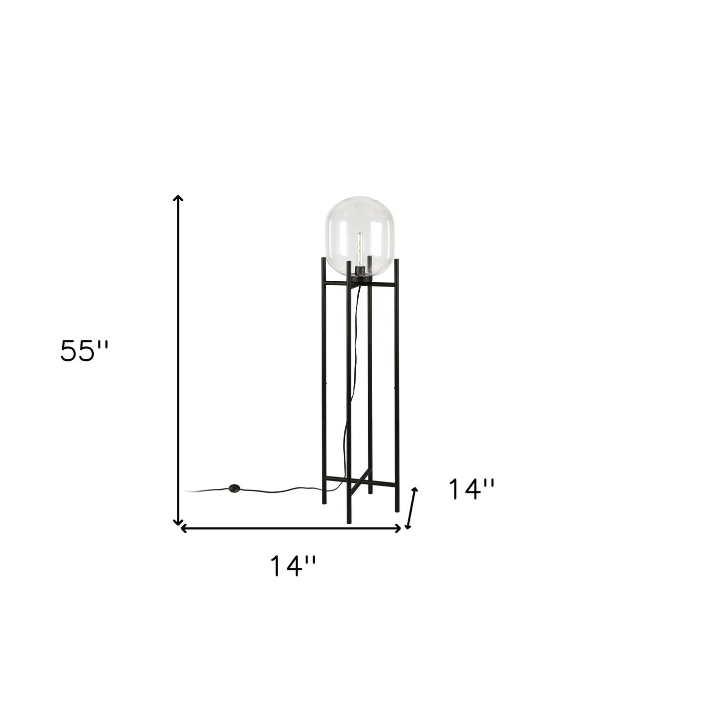 Black Floor Lamp w/ Clear Glass Shade