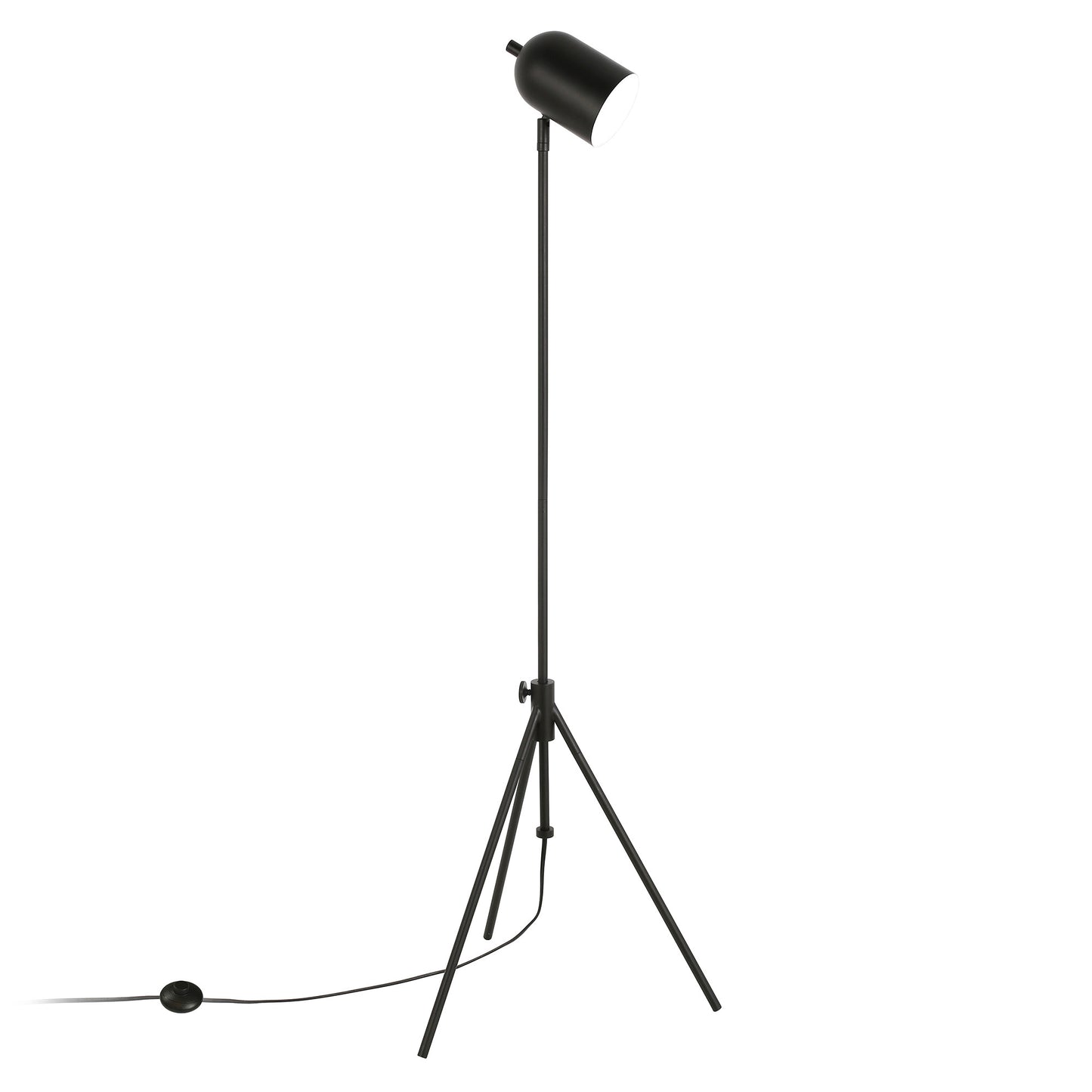 Black Adjustable Tripod Floor Lamp w/ Black Shade