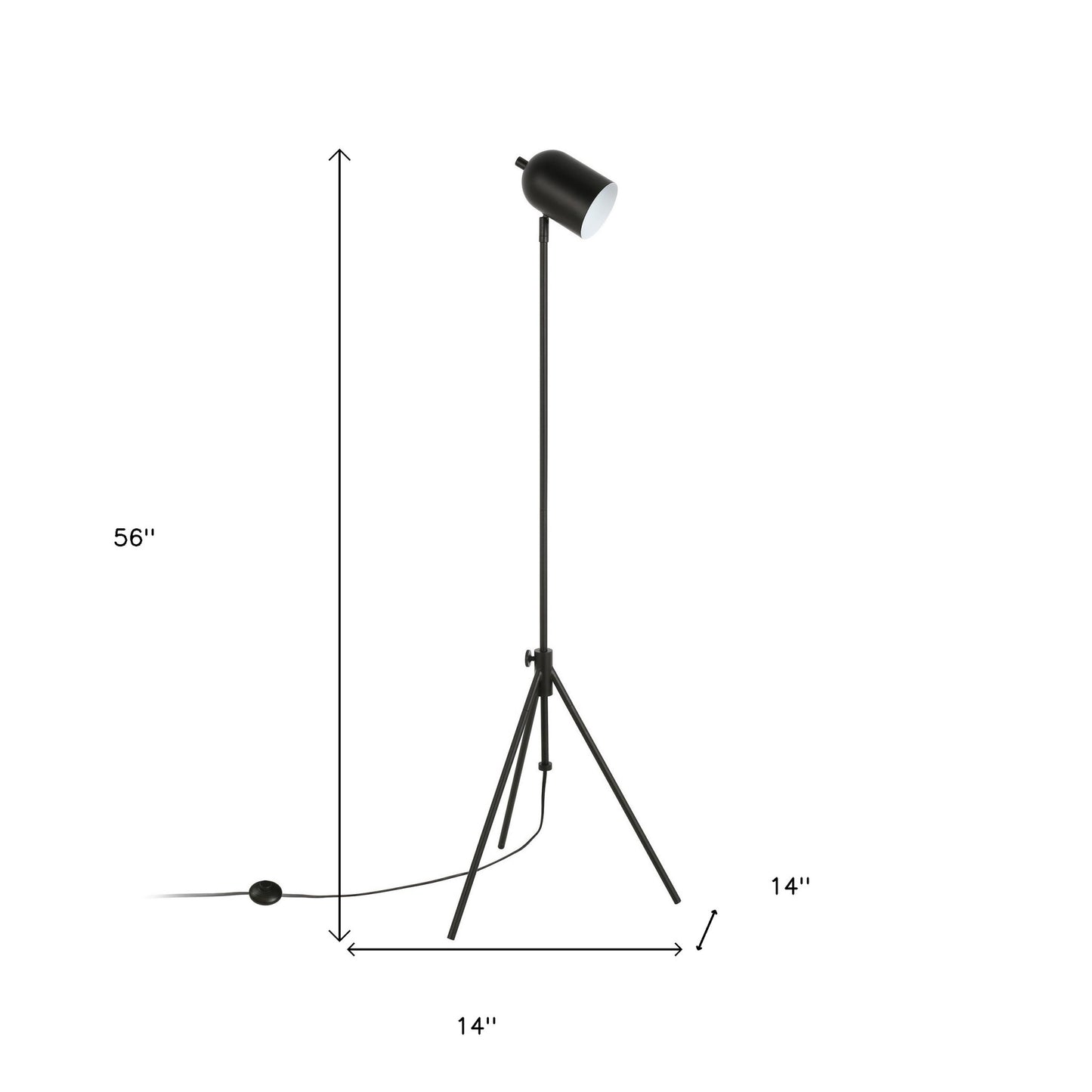 Black Adjustable Tripod Floor Lamp w/ Black Shade