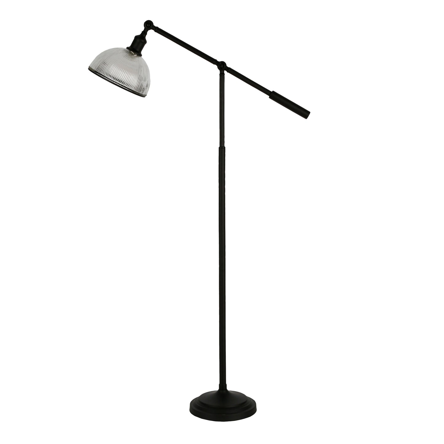 Black Swing Arm Floor Lamp w/ Clear Glass Shade