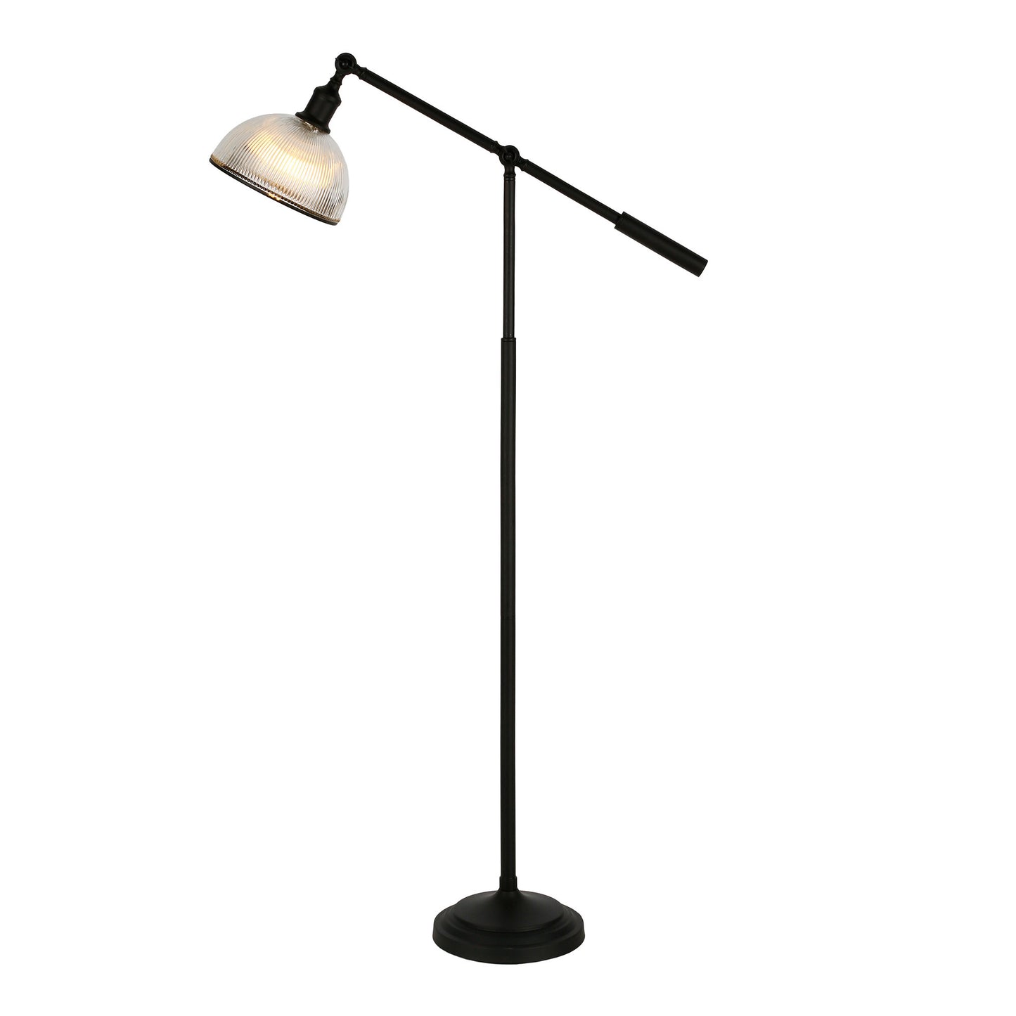 Black Swing Arm Floor Lamp w/ Clear Glass Shade
