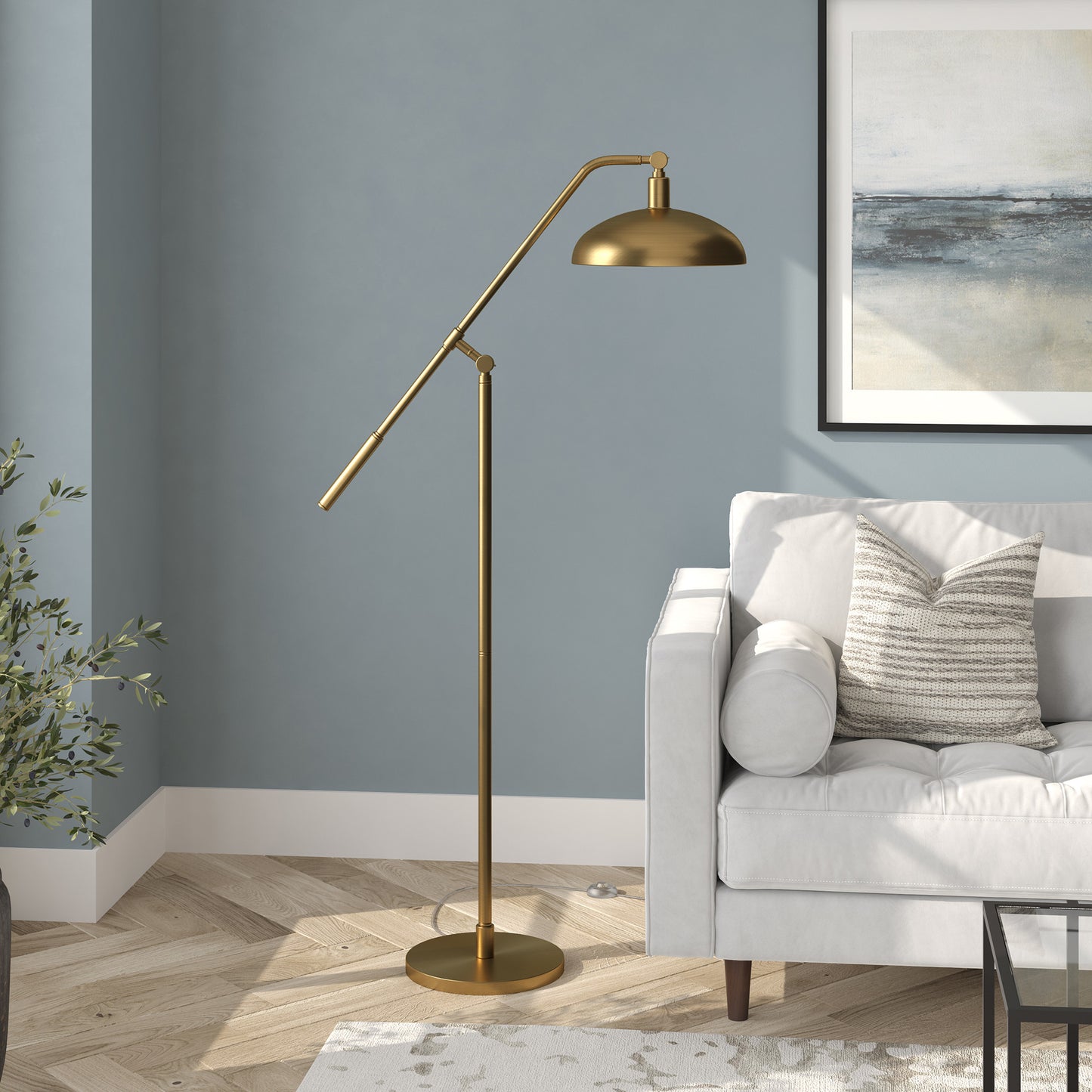 Brass Reading Floor Lamp w/ Shade