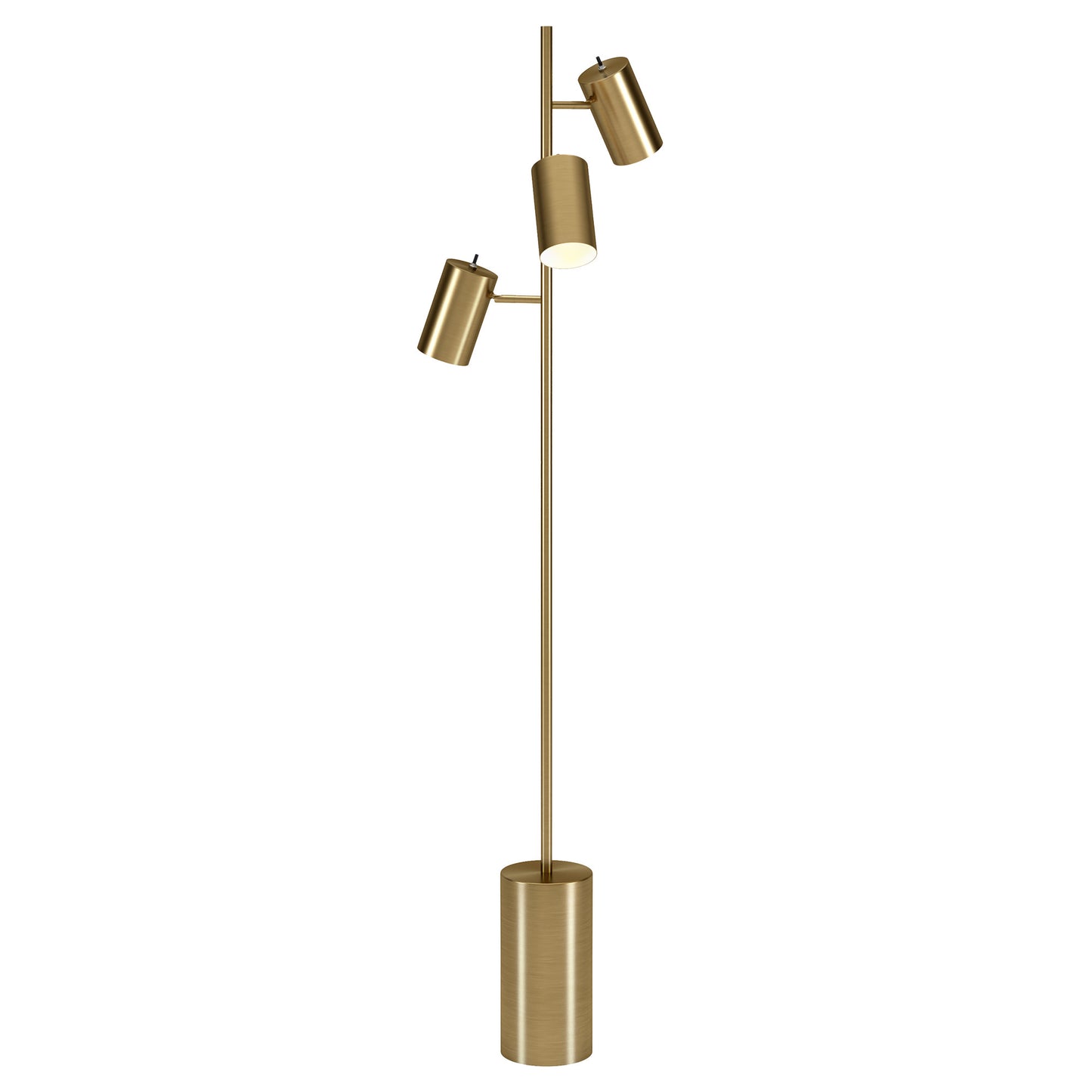 Brass 3-Light Tree Floor Lamp w/ Brass Shade