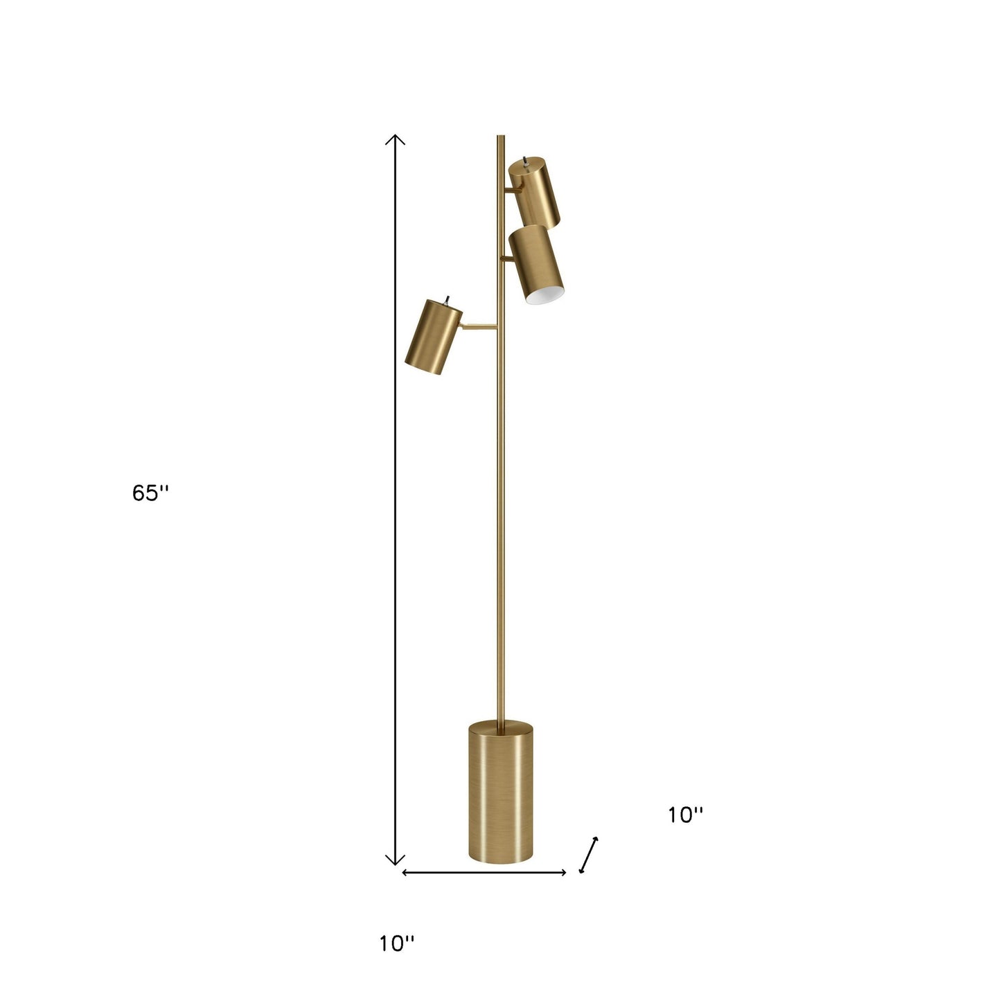 Brass 3-Light Tree Floor Lamp w/ Brass Shade