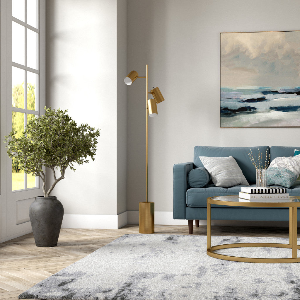 Brass 3-Light Tree Floor Lamp w/ Brass Shade