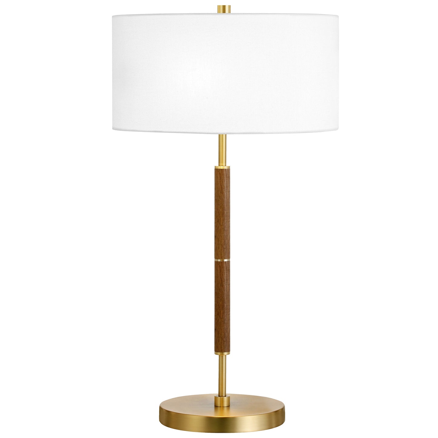 Gold & Oak Two Light Table Lamp w/ Shade