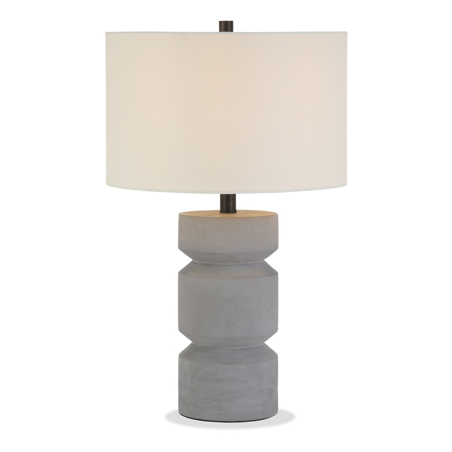 Gray Concrete Faceted Column Table Lamp w/ Shade
