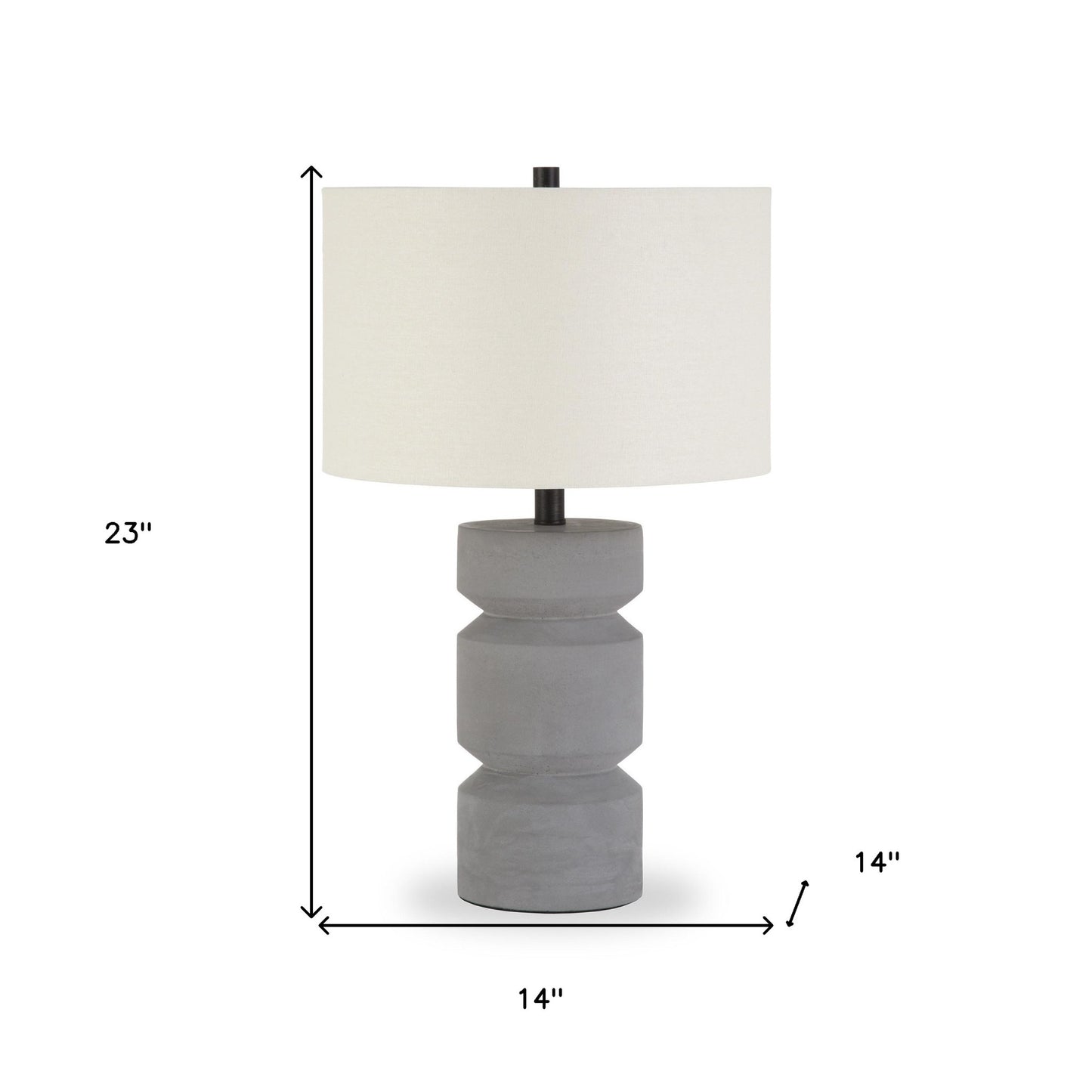 Gray Concrete Faceted Column Table Lamp w/ Shade