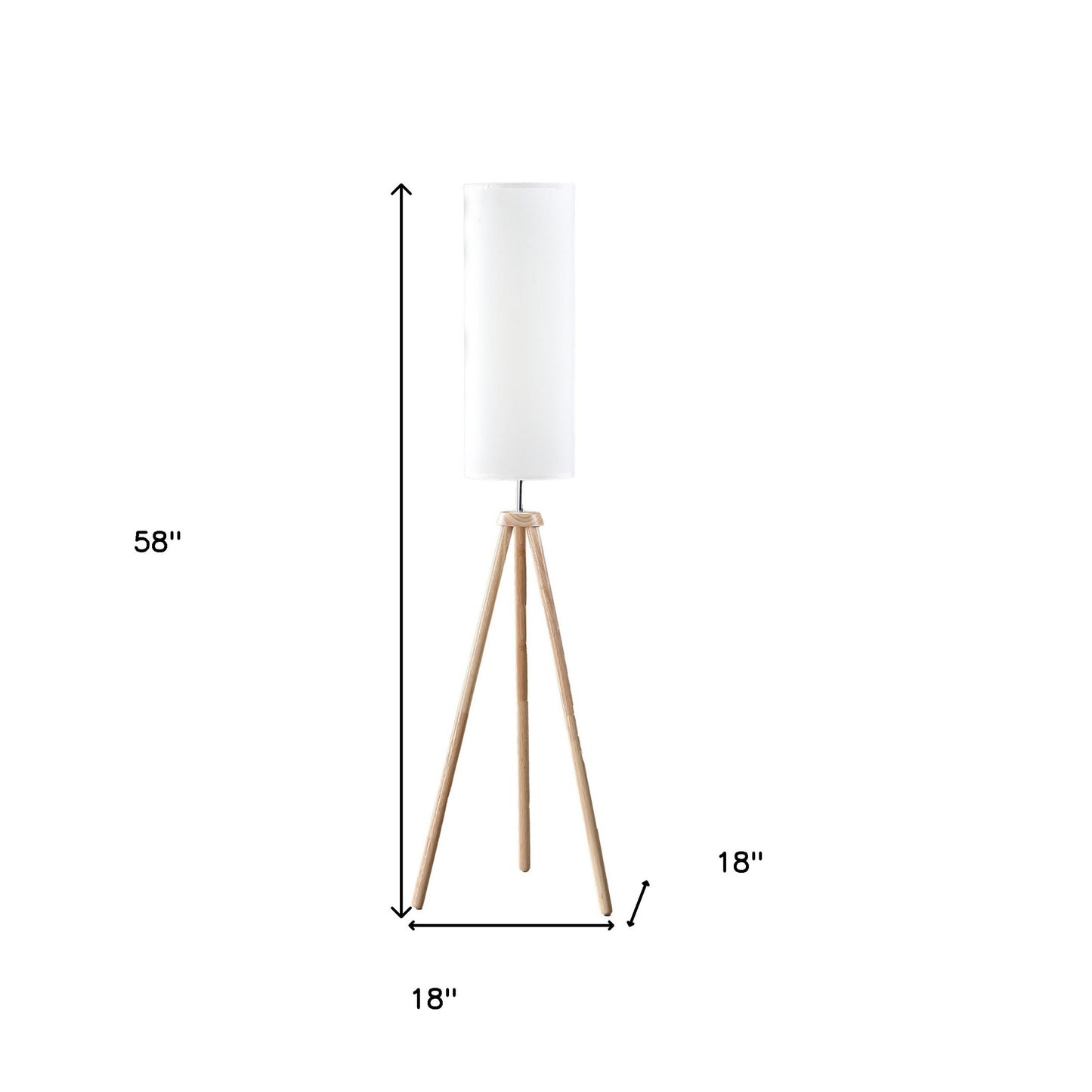 Natural Wood Look Tripod Floor Lamp w/ Shade