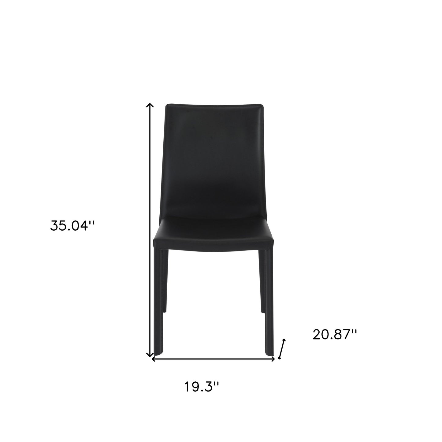 Black Leather Dining Chair - Set of 2