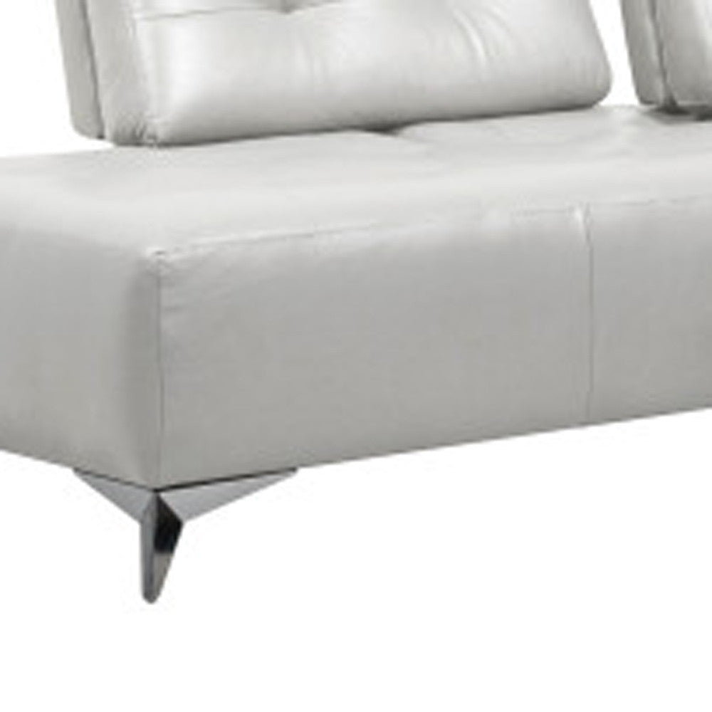 White Leather L Shaped 2 Piece Sectional