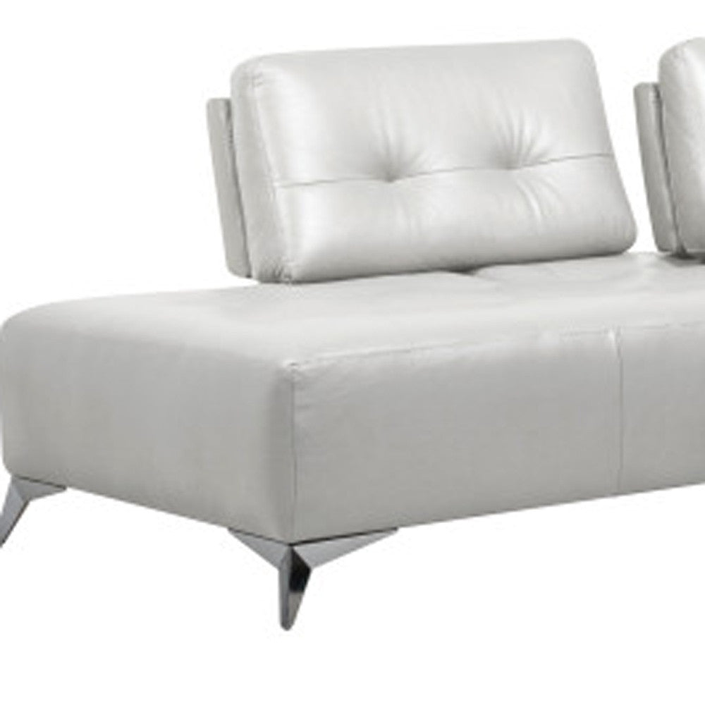 White Leather L Shaped 2 Piece Sectional