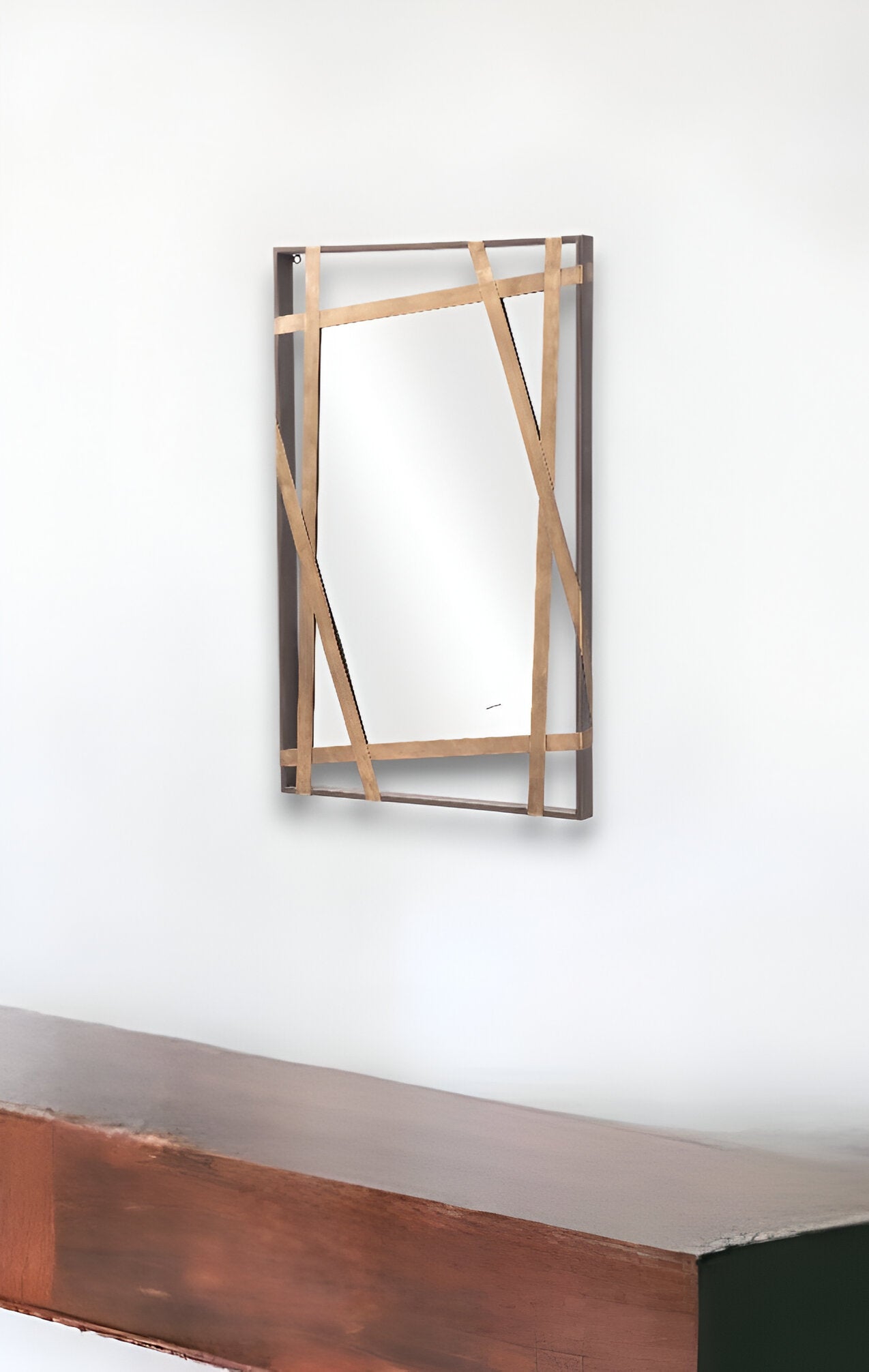 Gold And Black Steel Framed Accent Mirror
