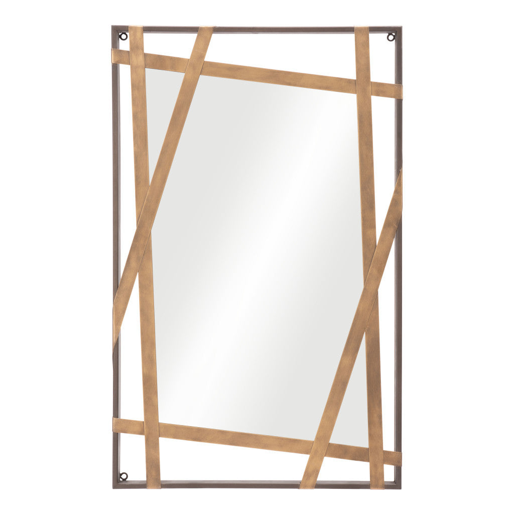 Gold And Black Steel Framed Accent Mirror