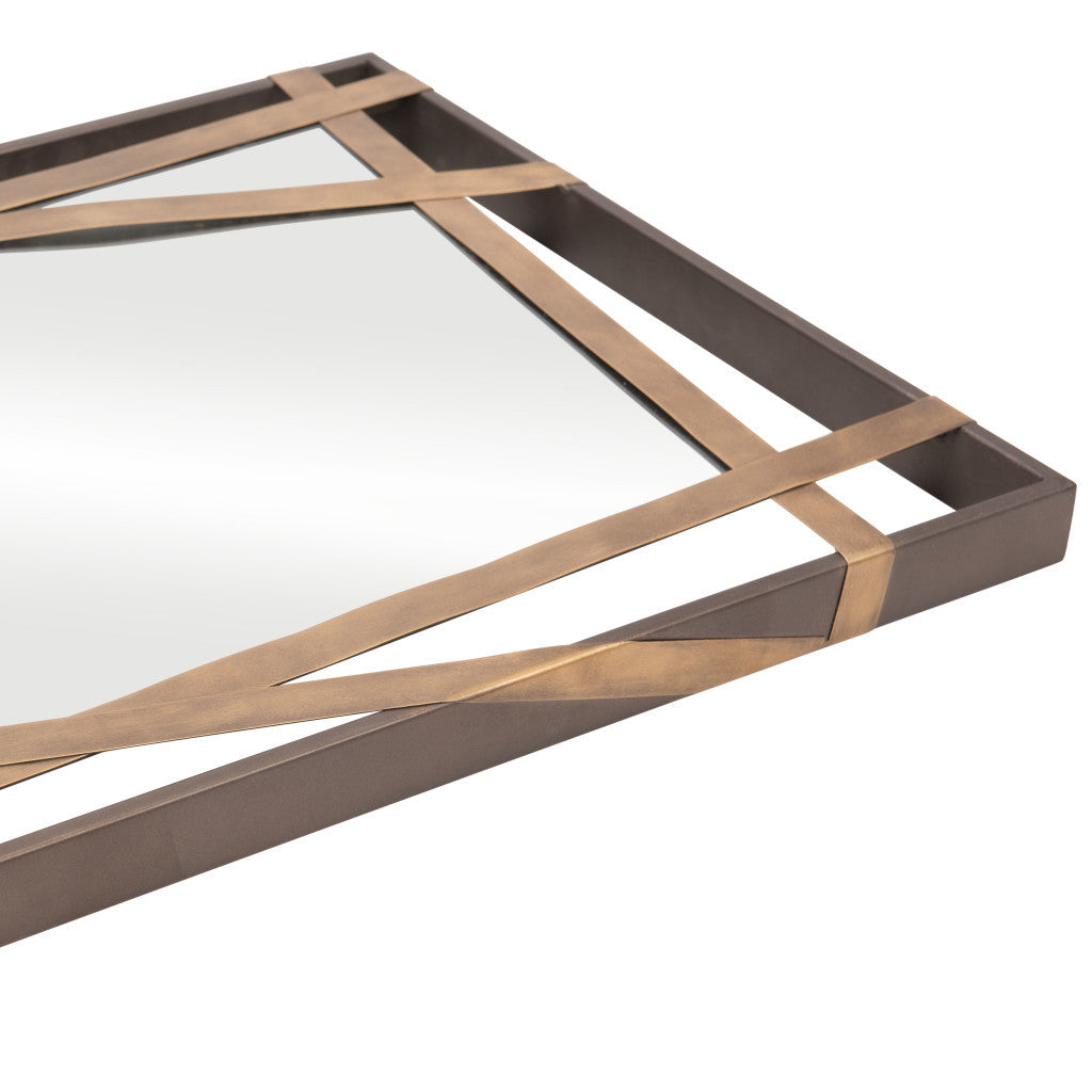 Gold And Black Steel Framed Accent Mirror