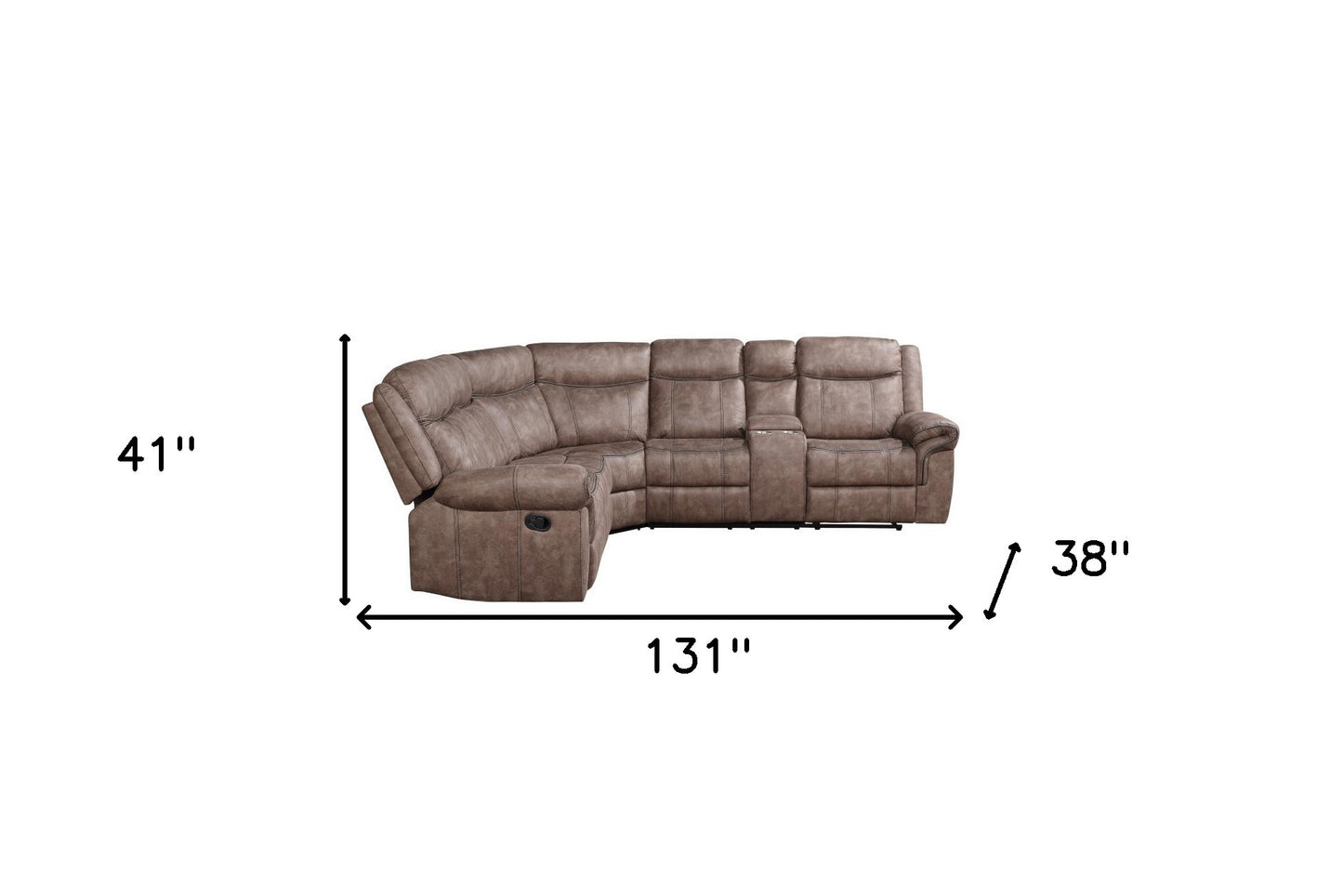 Chocolate Velvet L Shaped 6 Piece Sectional w/ Console