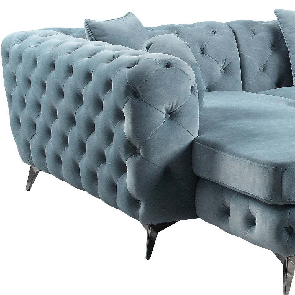 Deep Green Leather Match U Shaped 3 Piece Sectional
