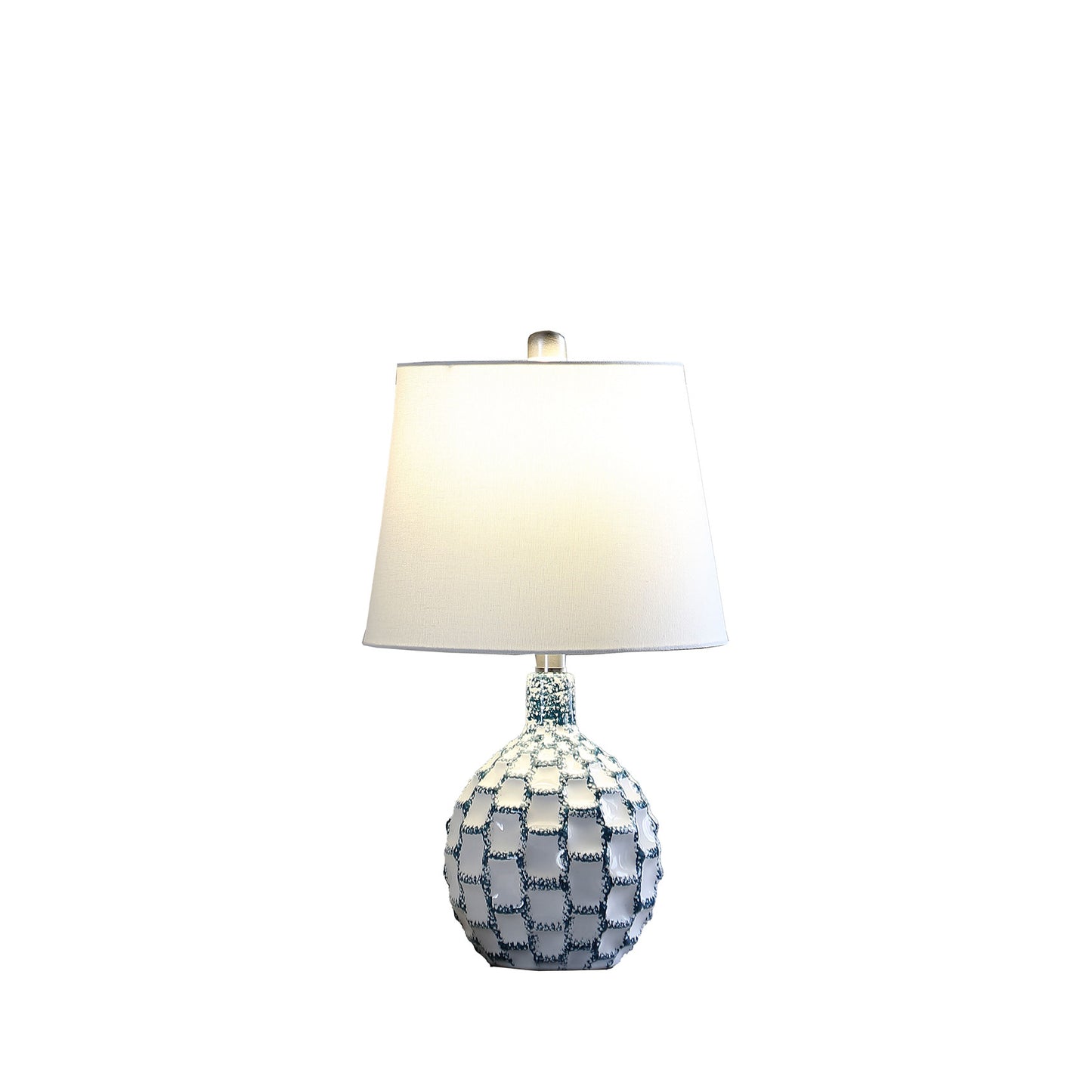 Blue & White Table Lamp w/ Off Shade
