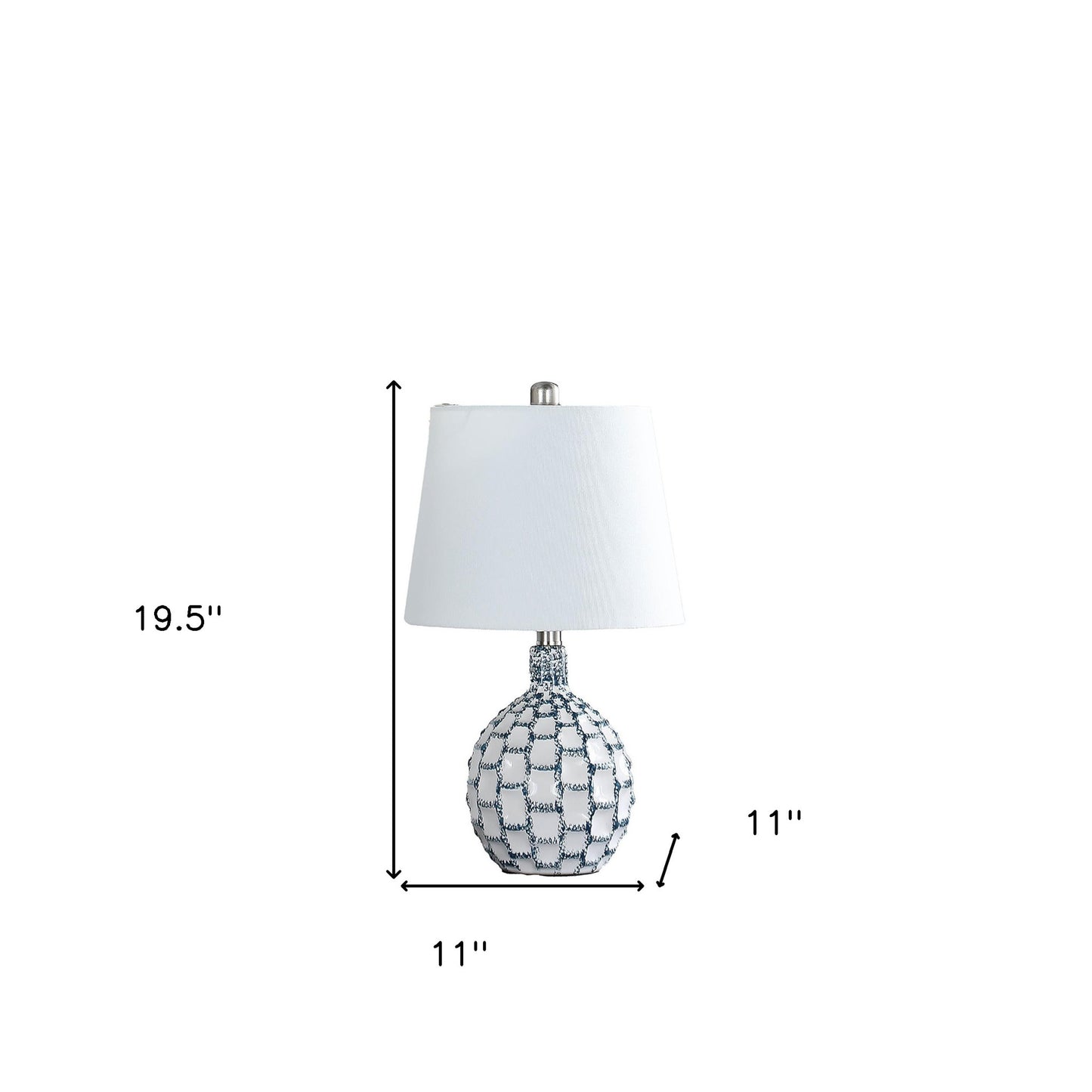 Blue & White Table Lamp w/ Off Shade