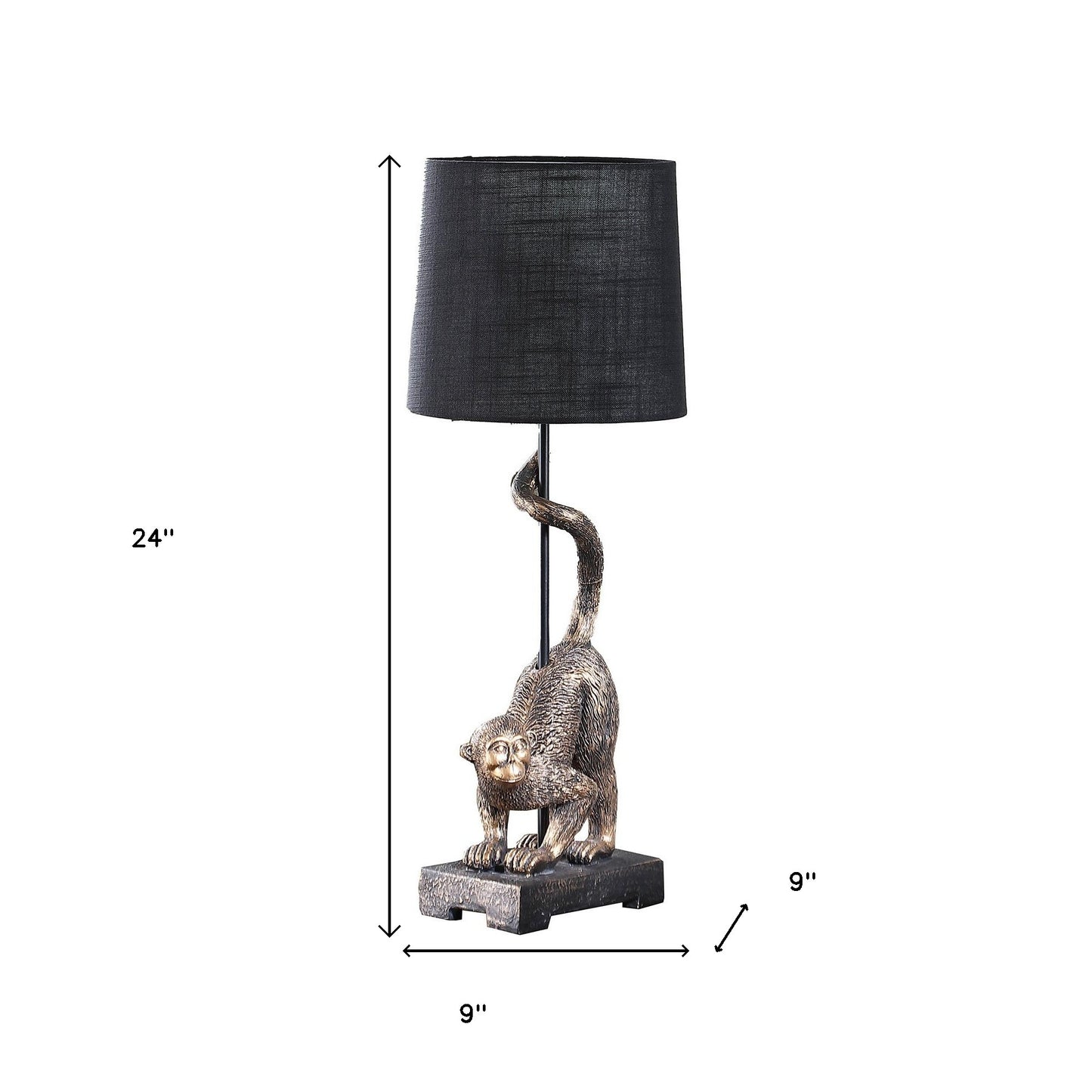 Antiqued Gold Monkey Table Lamp w/ Shade