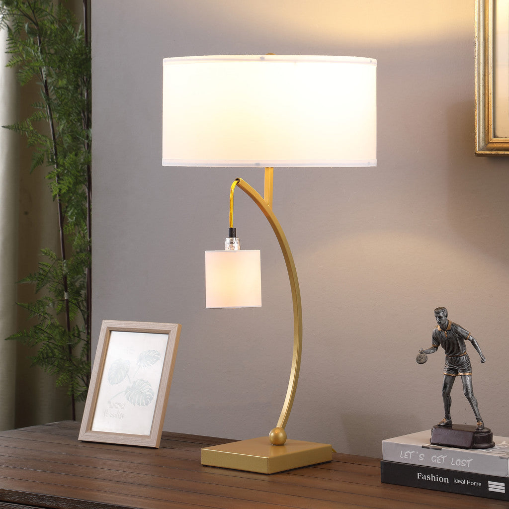 Gold Two Light Table Lamp w/ Shade