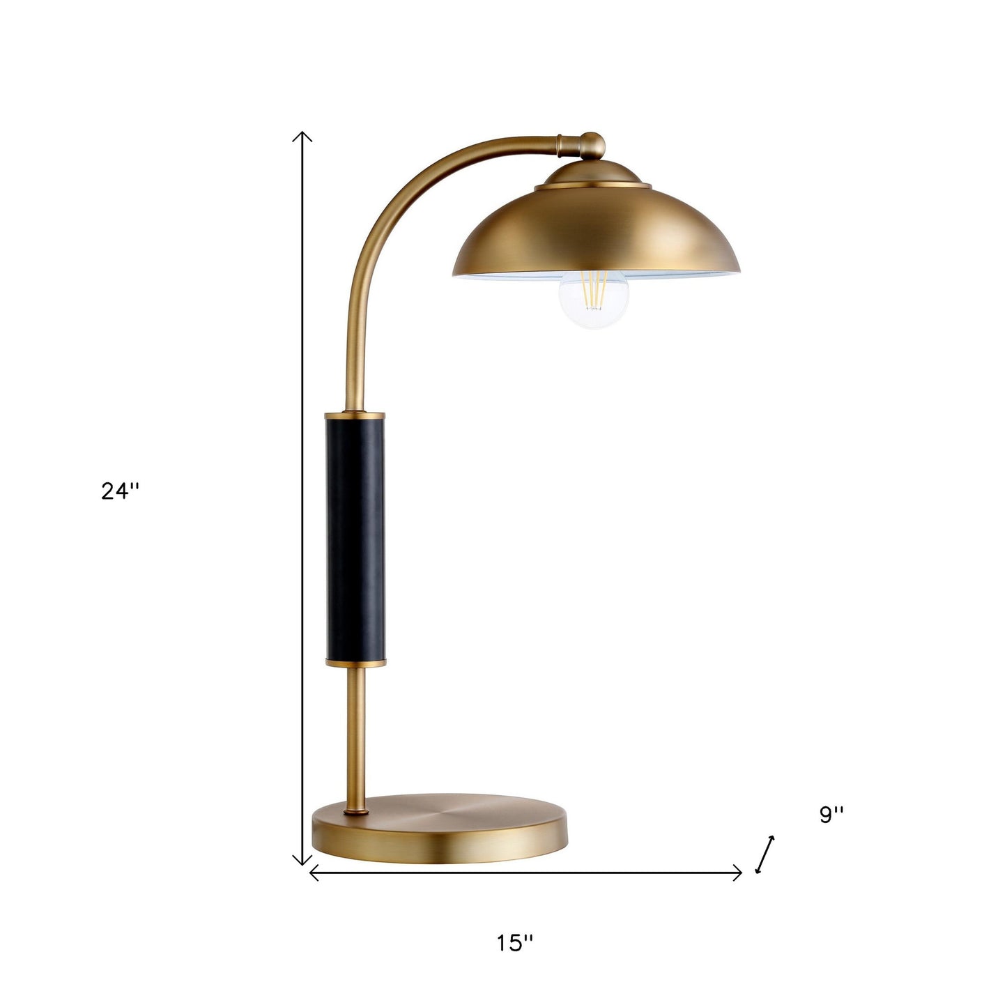 Gold & Black Desk Table Lamp w/ Shade