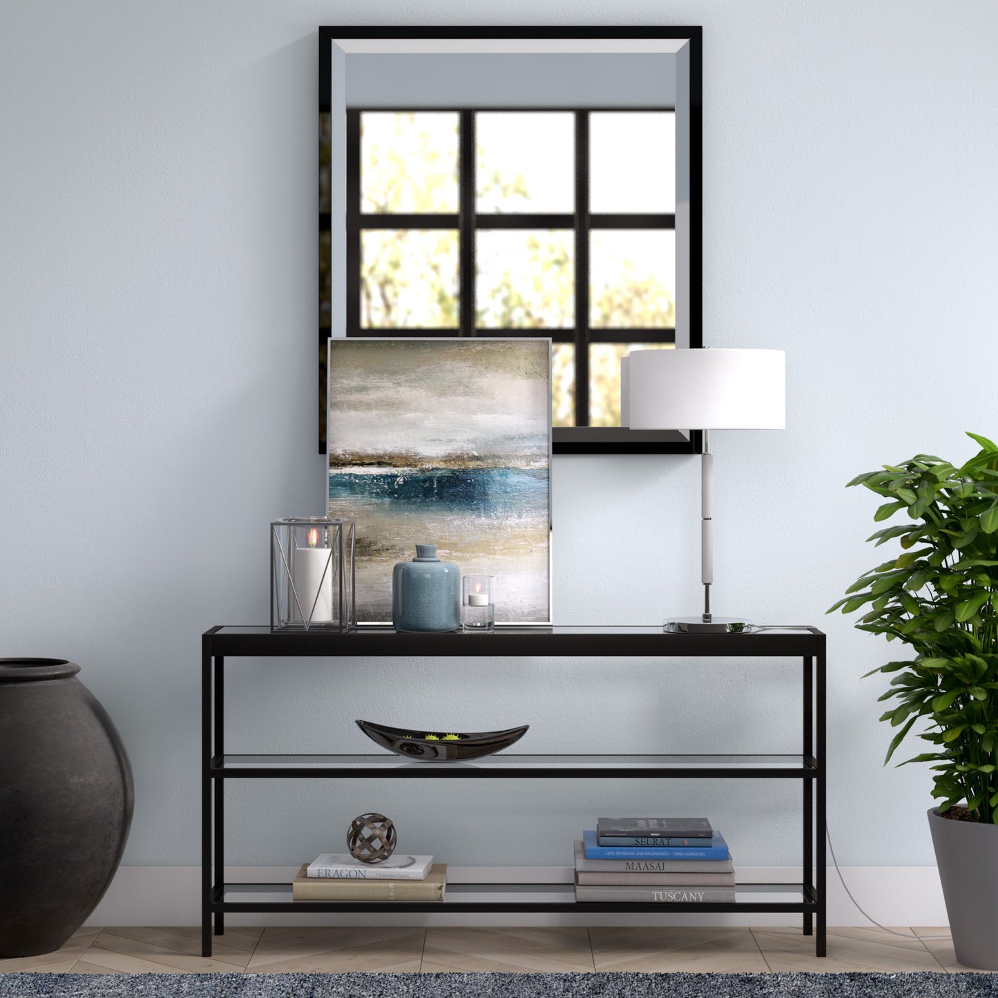 Gray Two Light Table Lamp w/ Shade