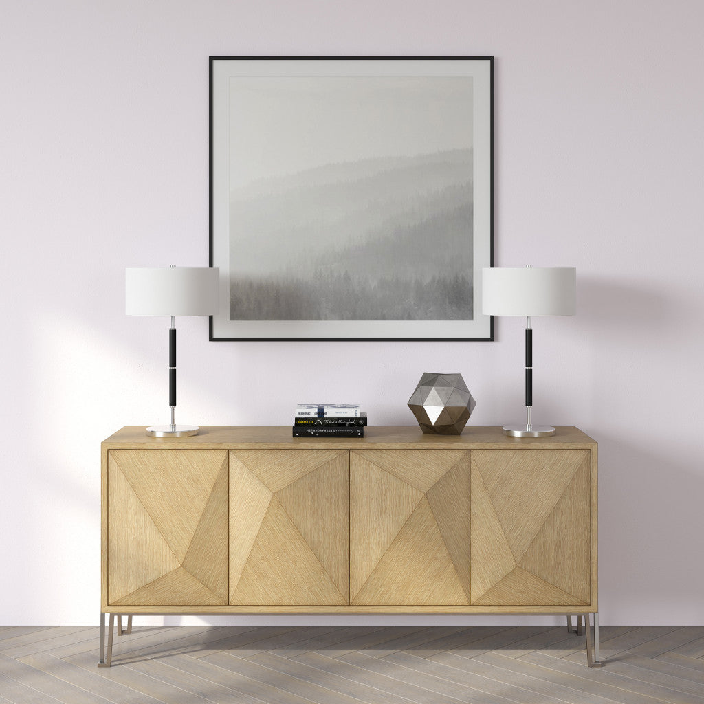 Black & Silver Two Light Table Lamp w/ Shade