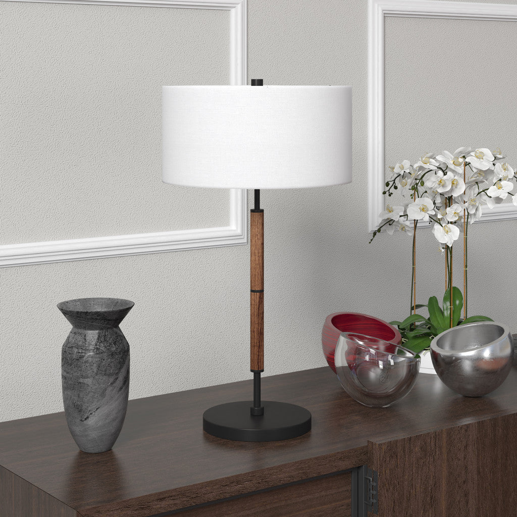 Brown & Black Two Light Table Lamp w/ Shade