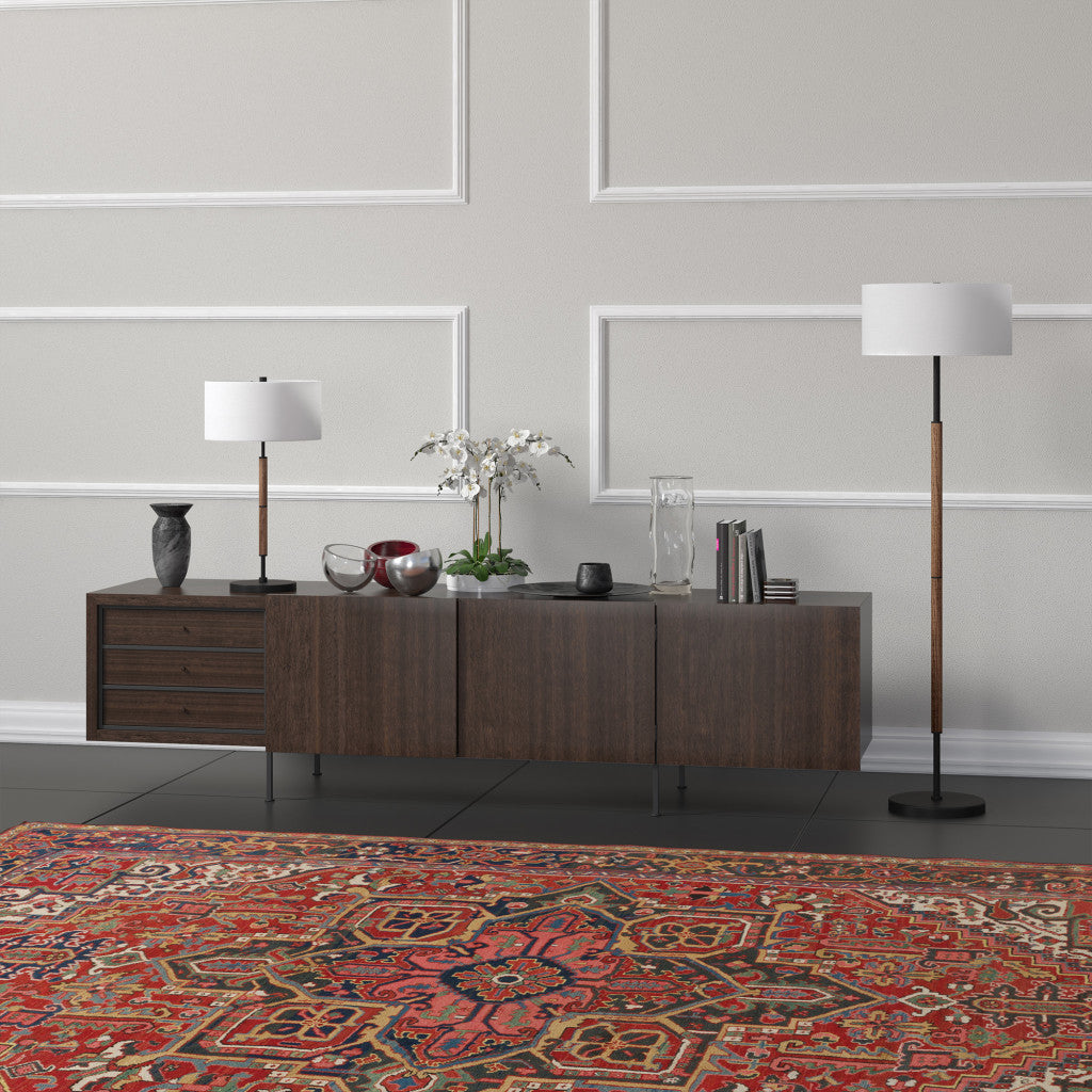 Brown & Black Two Light Table Lamp w/ Shade