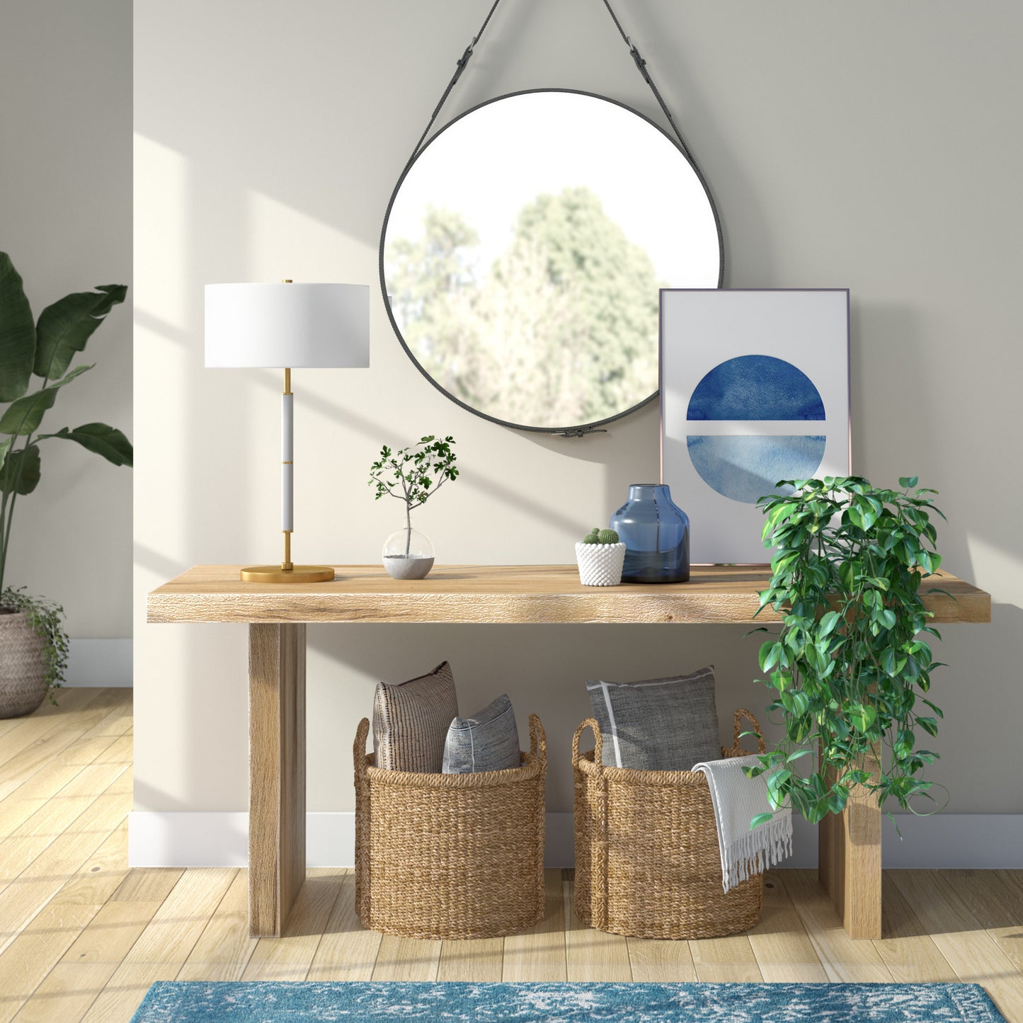 Gray & Gold Two Light Table Lamp w/ Shade