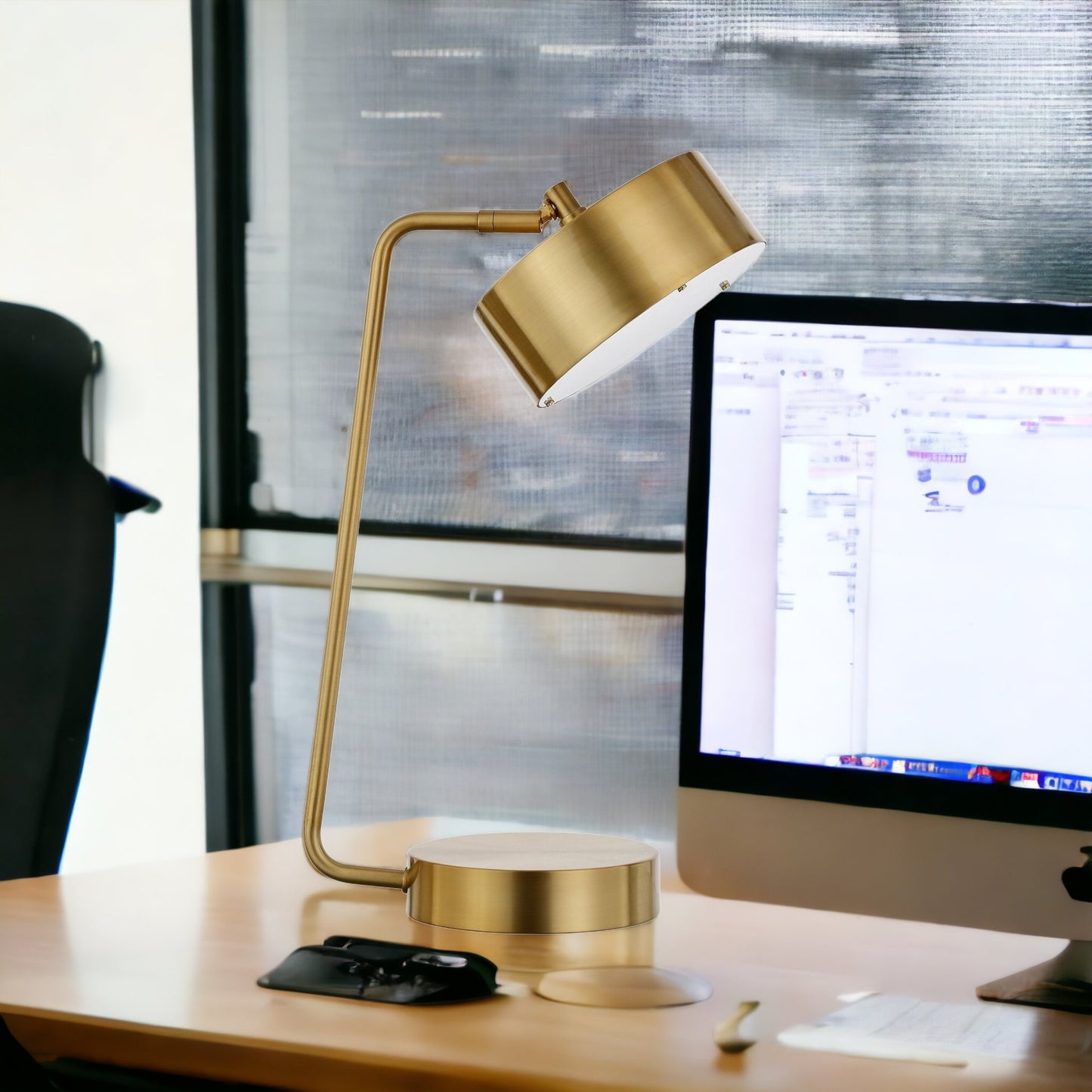 Brass Desk Table Lamp w/ Brass Shade