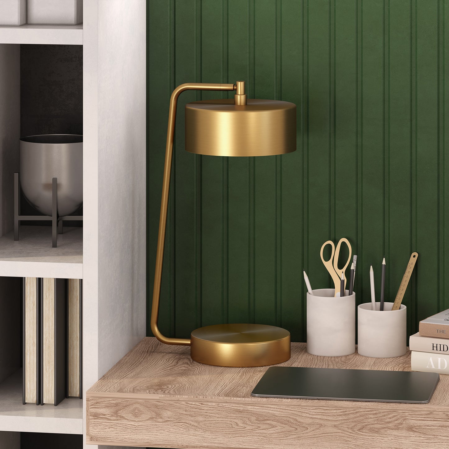 Brass Desk Table Lamp w/ Brass Shade