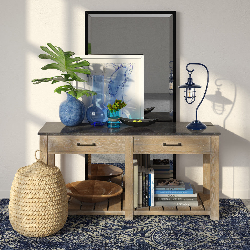 Navy Blue Table Lamp w/ Navy Blue Cage Shade