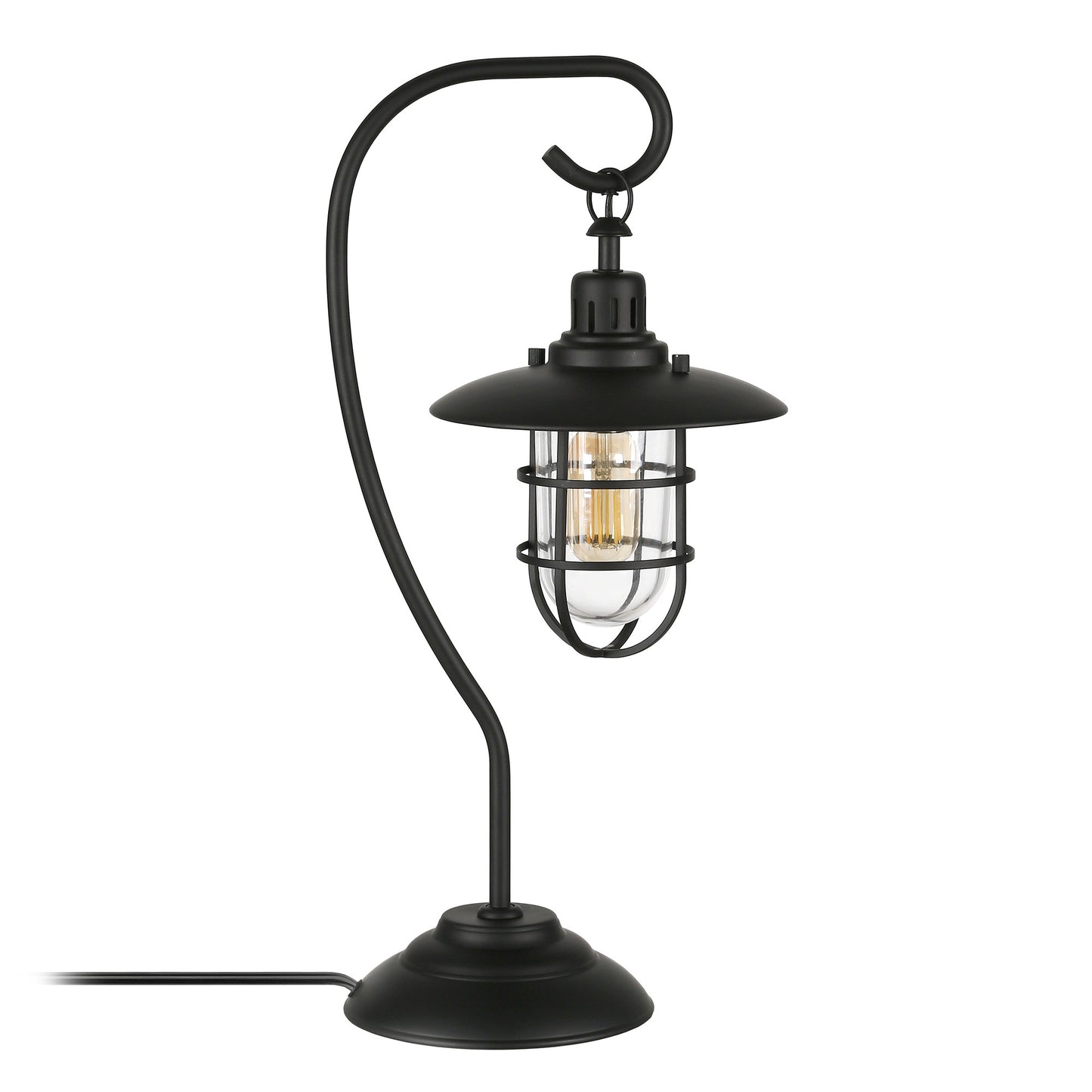 Black Table Lamp w/ Black Cage Shade