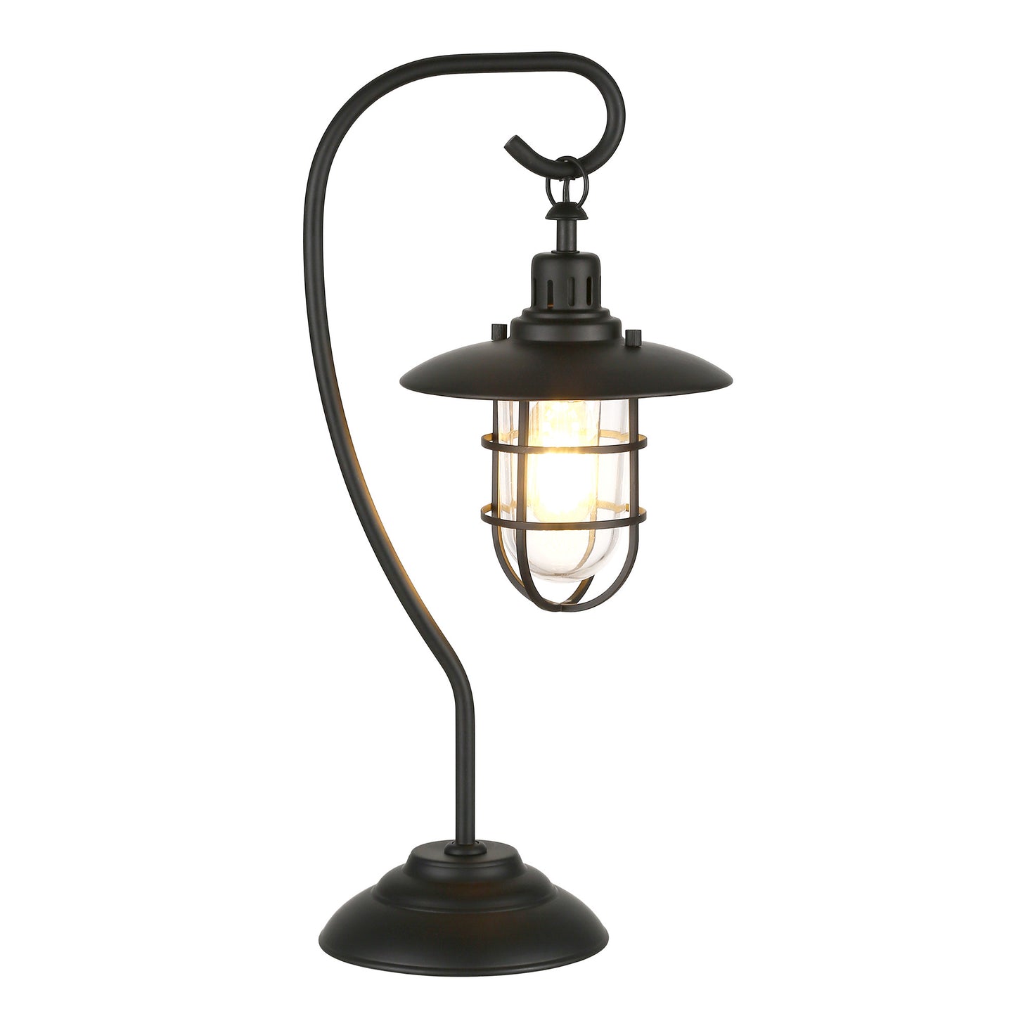 Black Table Lamp w/ Black Cage Shade