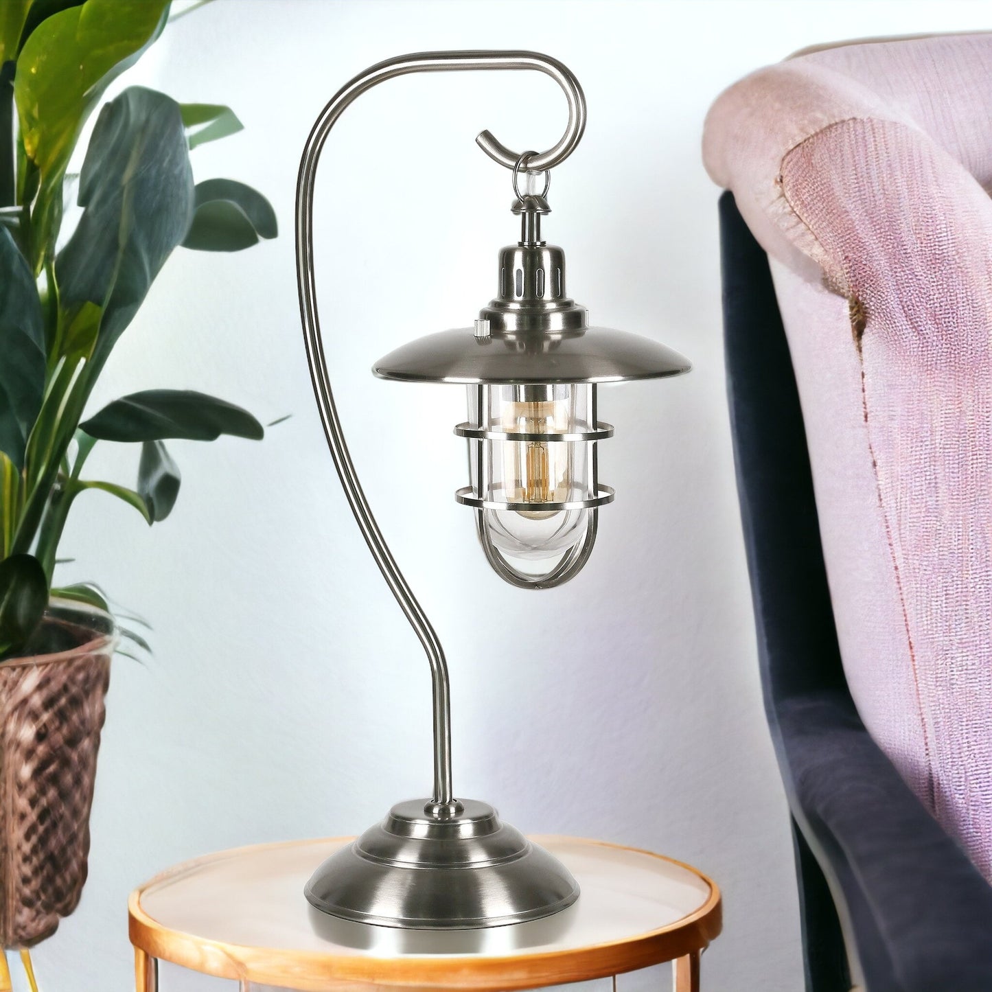 Nickel Table Lamp w/ Nickel Cage Shade