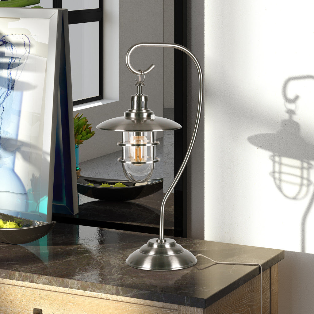 Nickel Table Lamp w/ Nickel Cage Shade