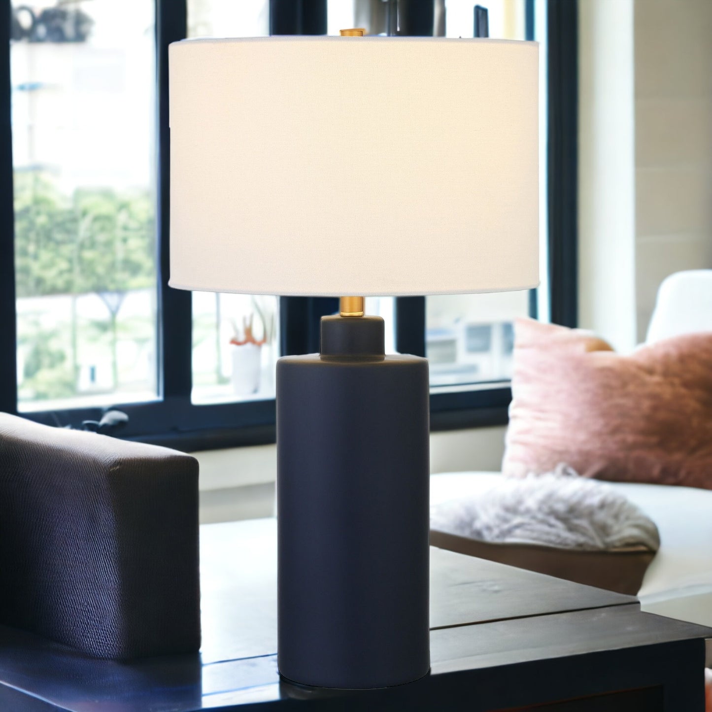 Navy Blue Table Lamp w/ Shade