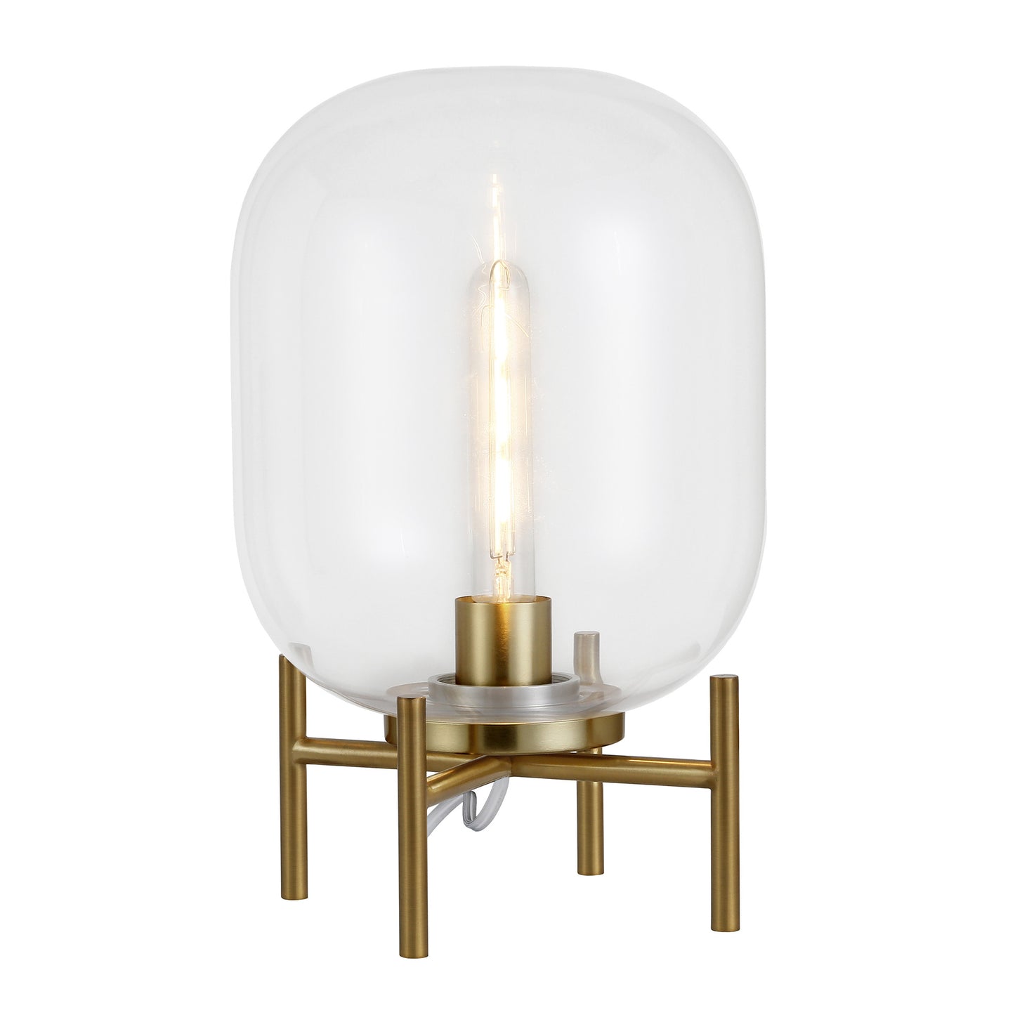 Brass Table Lamp w/ Clear Shade