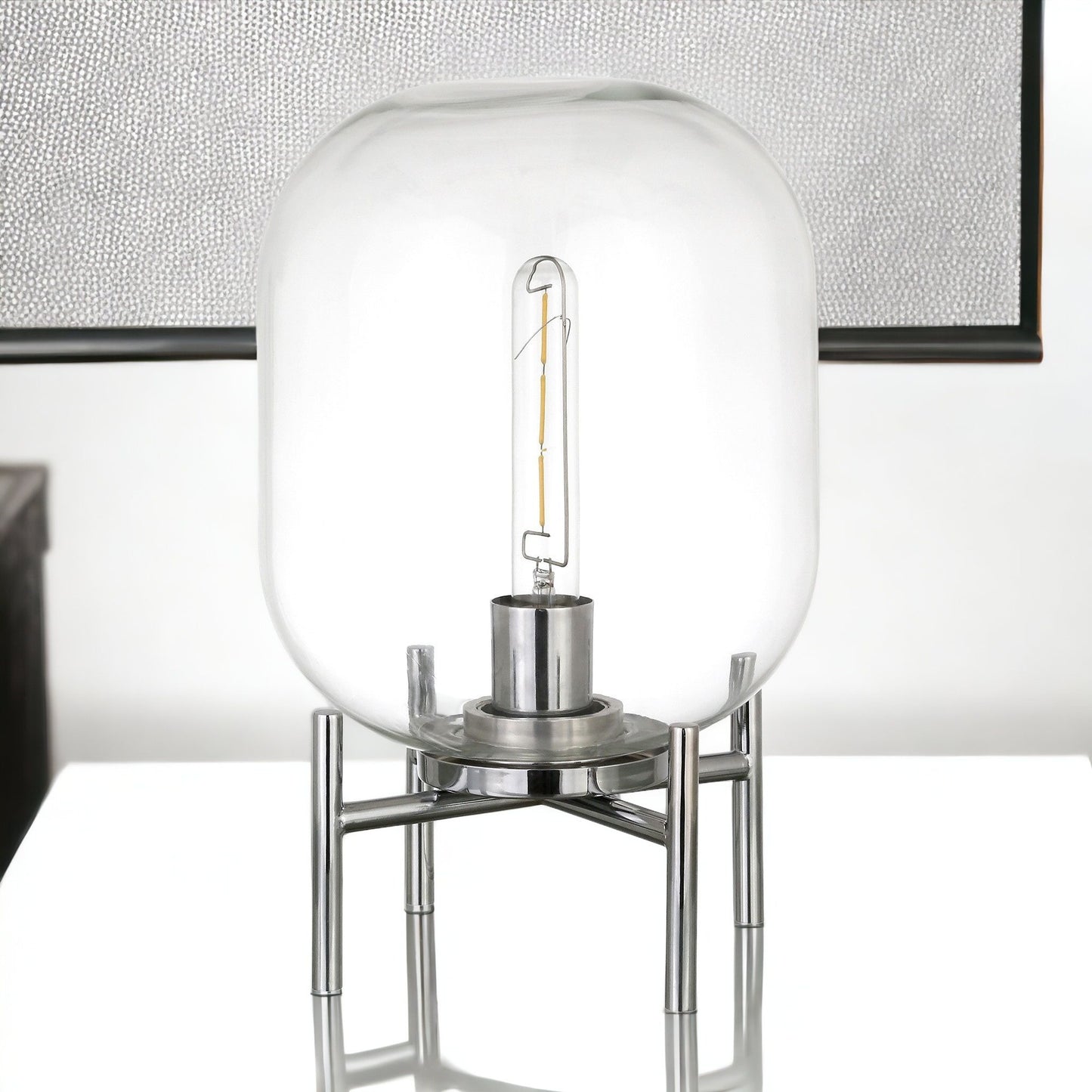 Nickel Table Lamp w/ Clear Shade