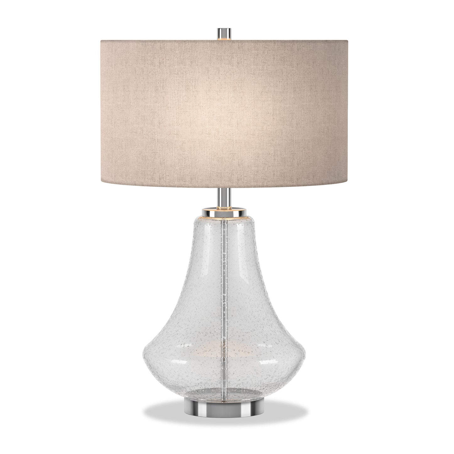 Nickel Glass Table Lamp w/ Flax Shade