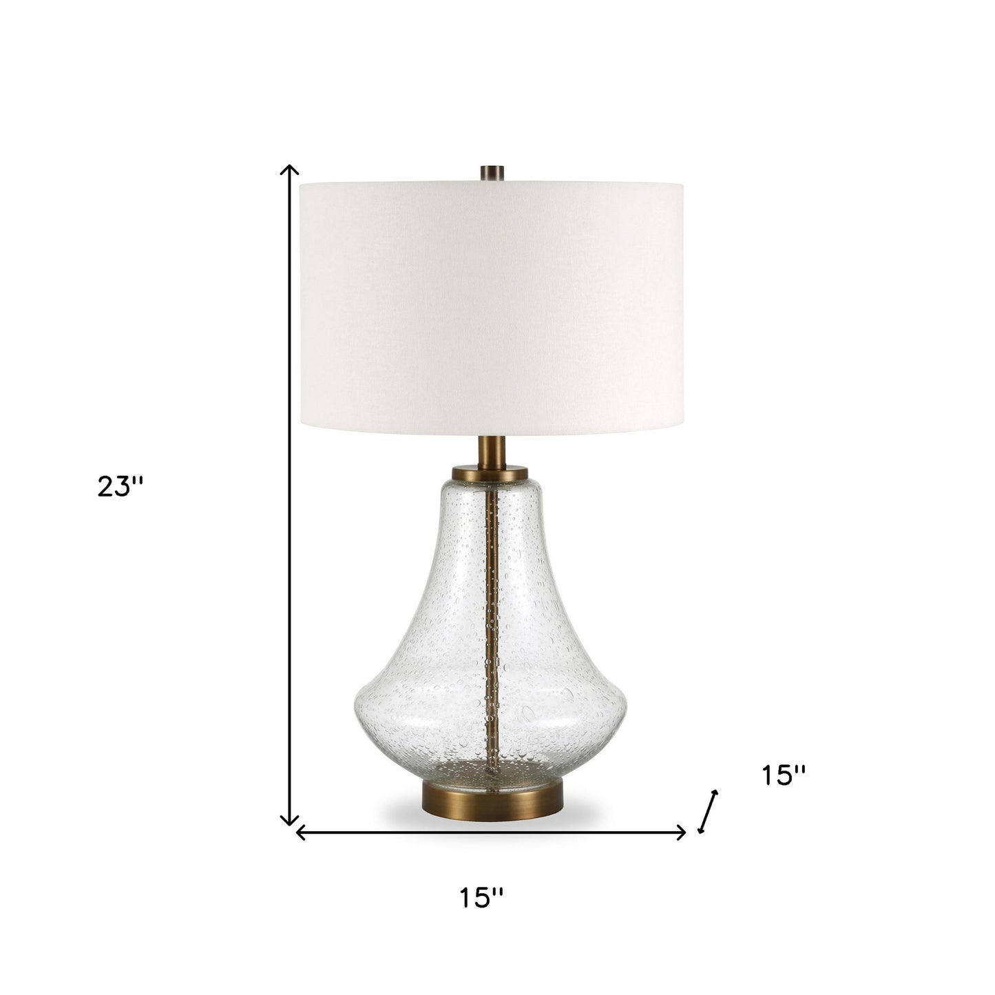 Brass Glass Table Lamp w/ Shade
