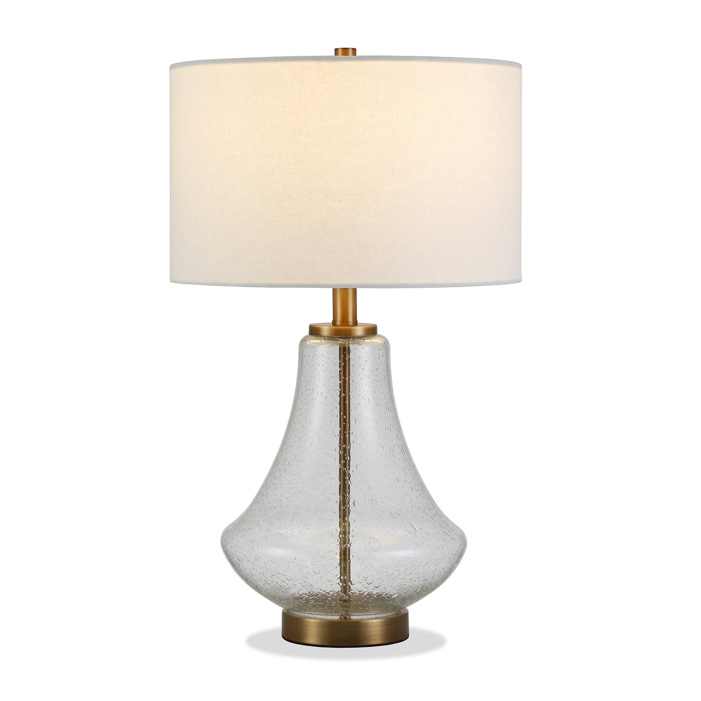 Brass Glass Table Lamp w/ Shade