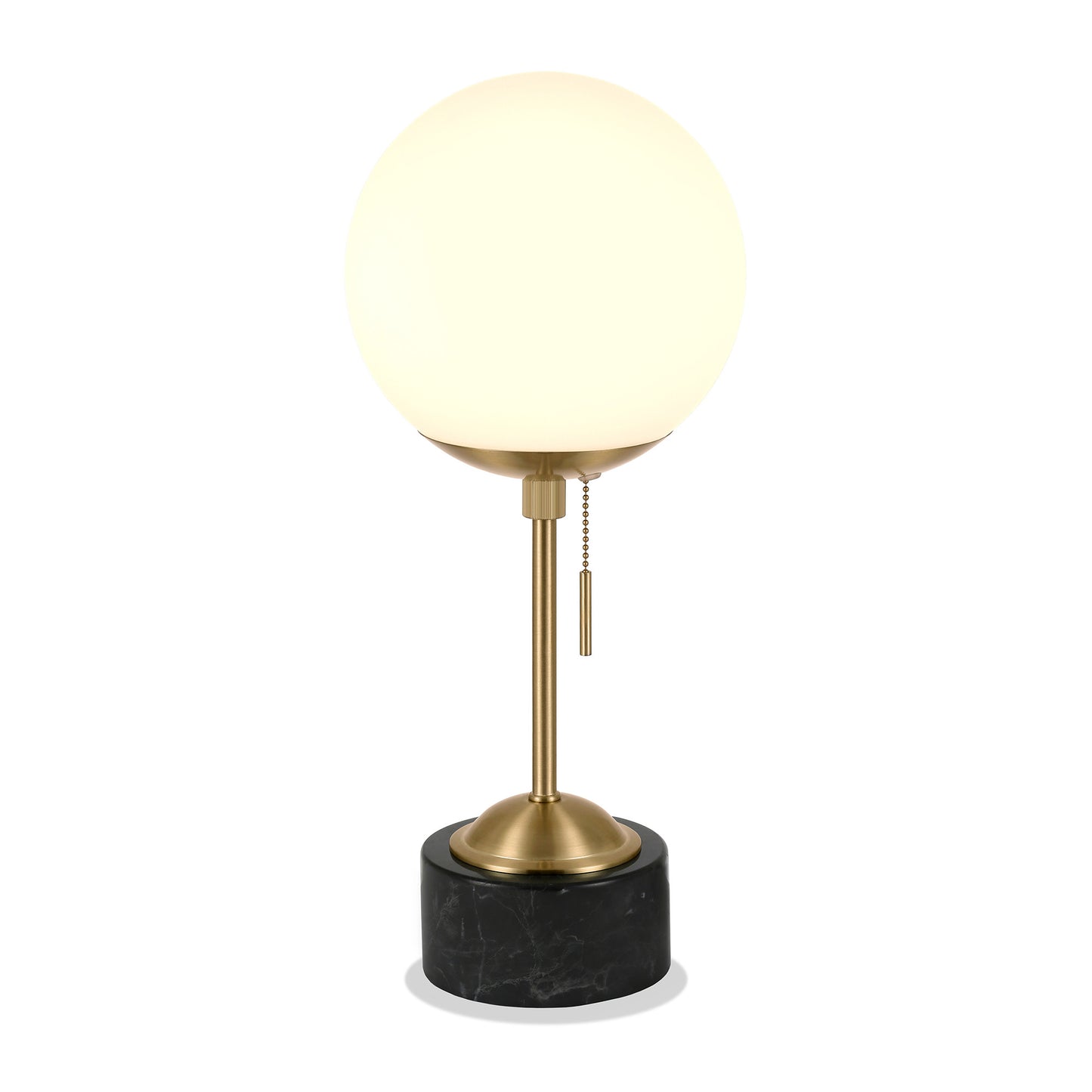 Black & Gold Marble Globe Table Lamp w/ Shade